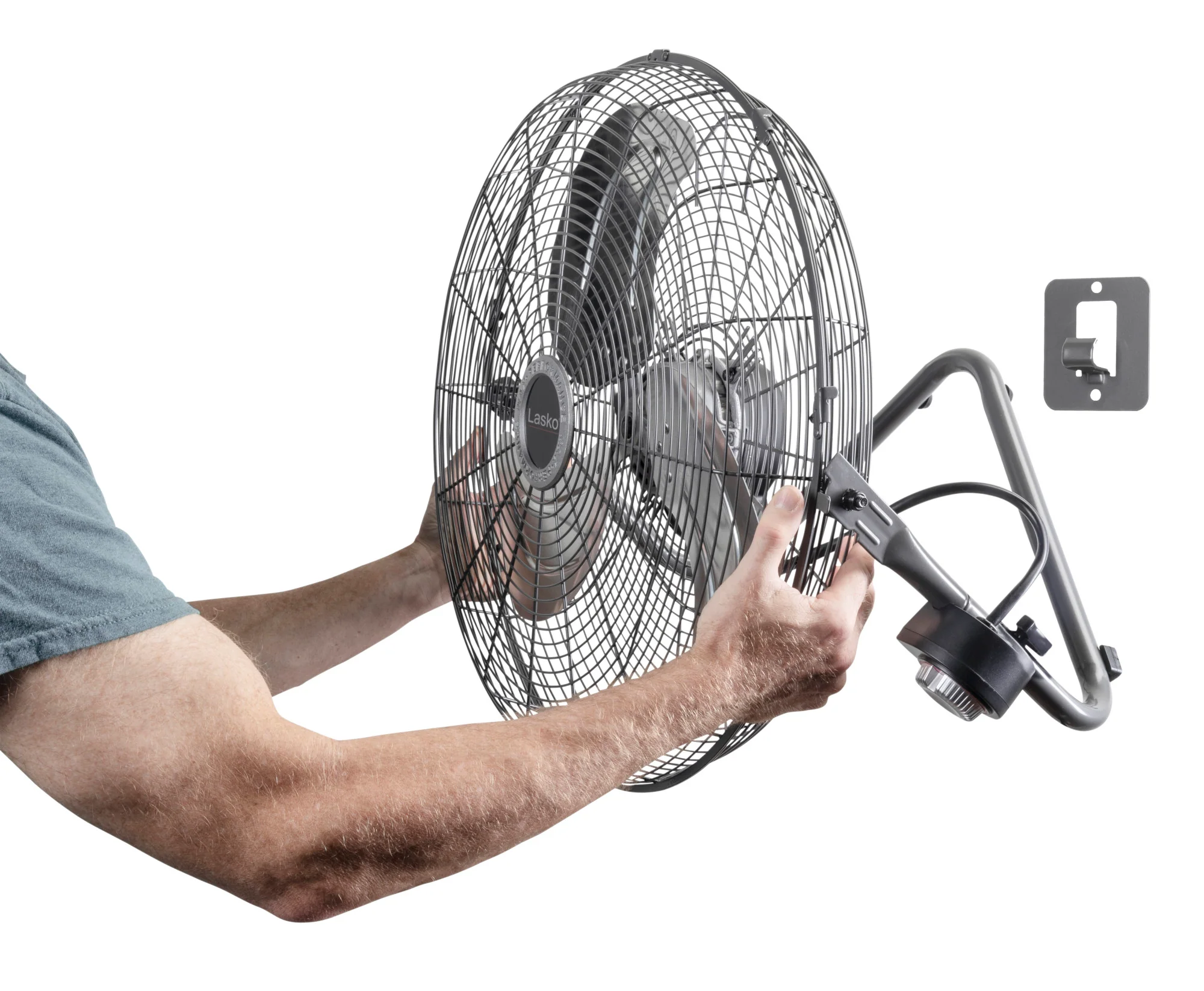 Lasko 20" High Velocity Floor Fan: Wall Mount, 3-Speed, Pivoting, Silver - Image 11