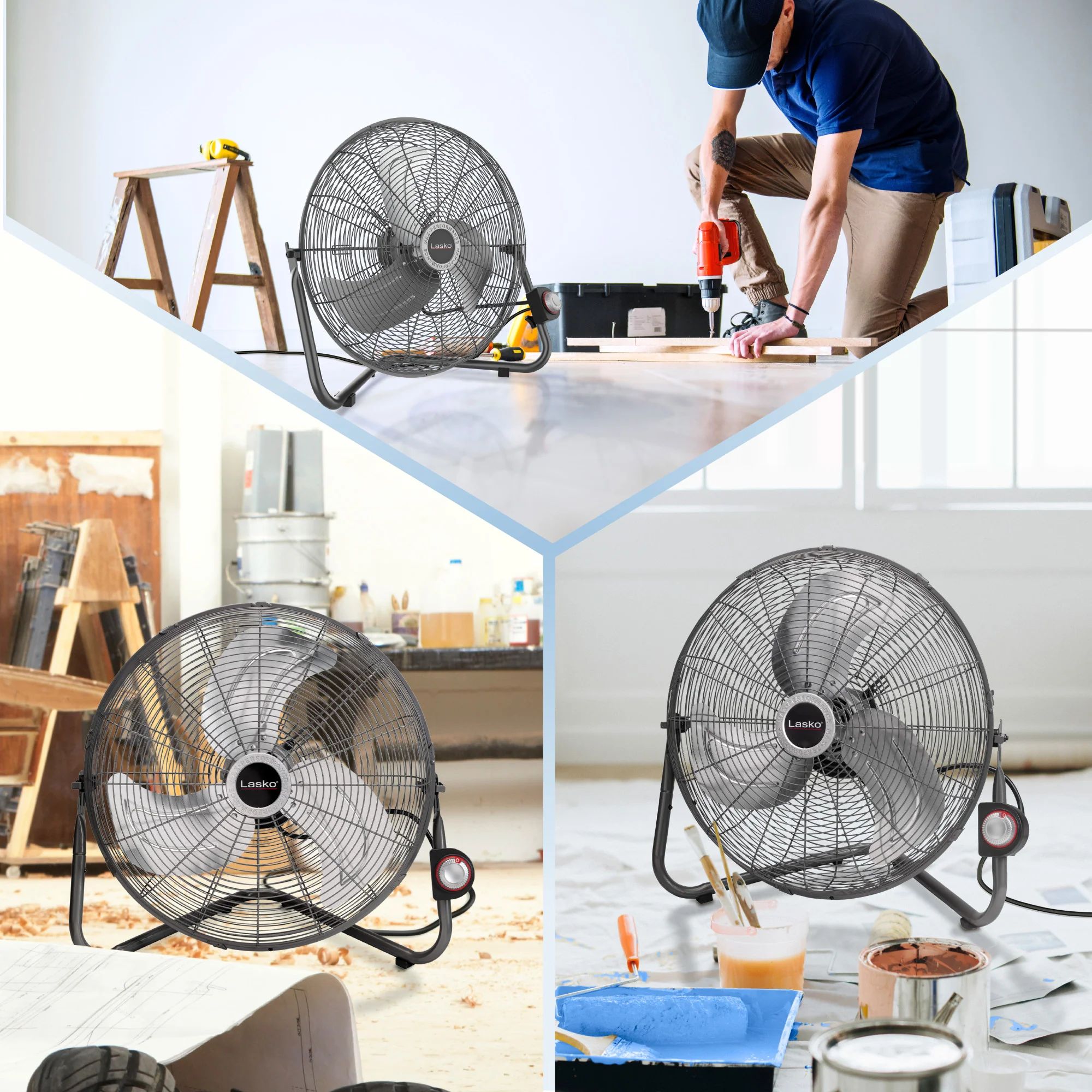 Lasko 20" High Velocity Floor Fan: Wall Mount, 3-Speed, Pivoting, Silver - Image 7