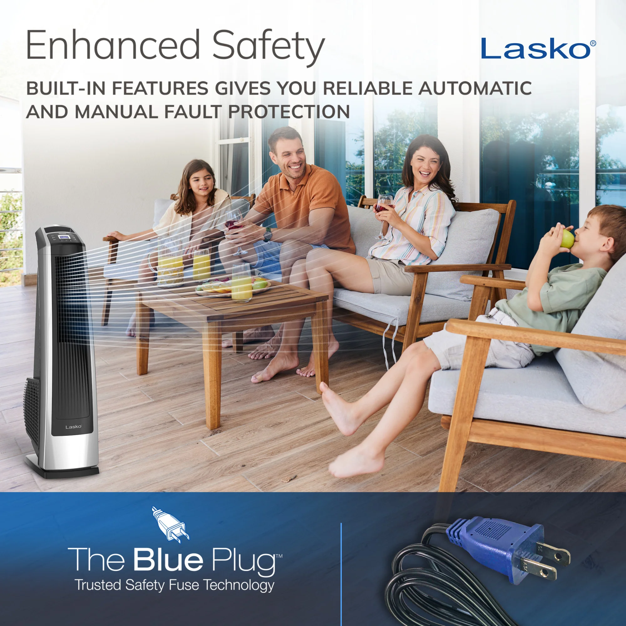 Lasko 35" Tower Fan: Oscillating, 3-Speed, High Velocity, Remote, Black - Image 6