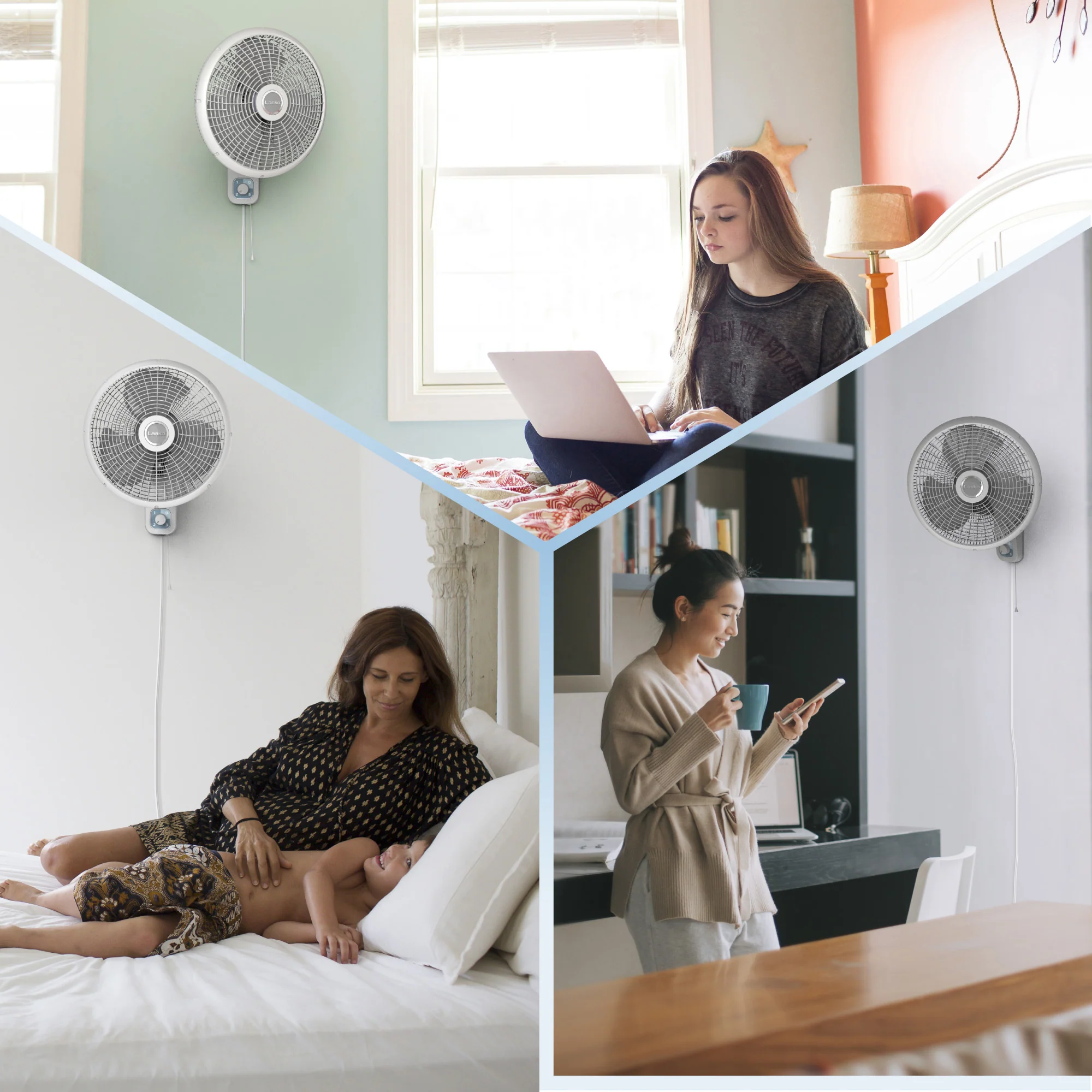 Lasko 16" Wall Mount Fan: Oscillating, 3-Speed, Tilting Head, White - Image 7