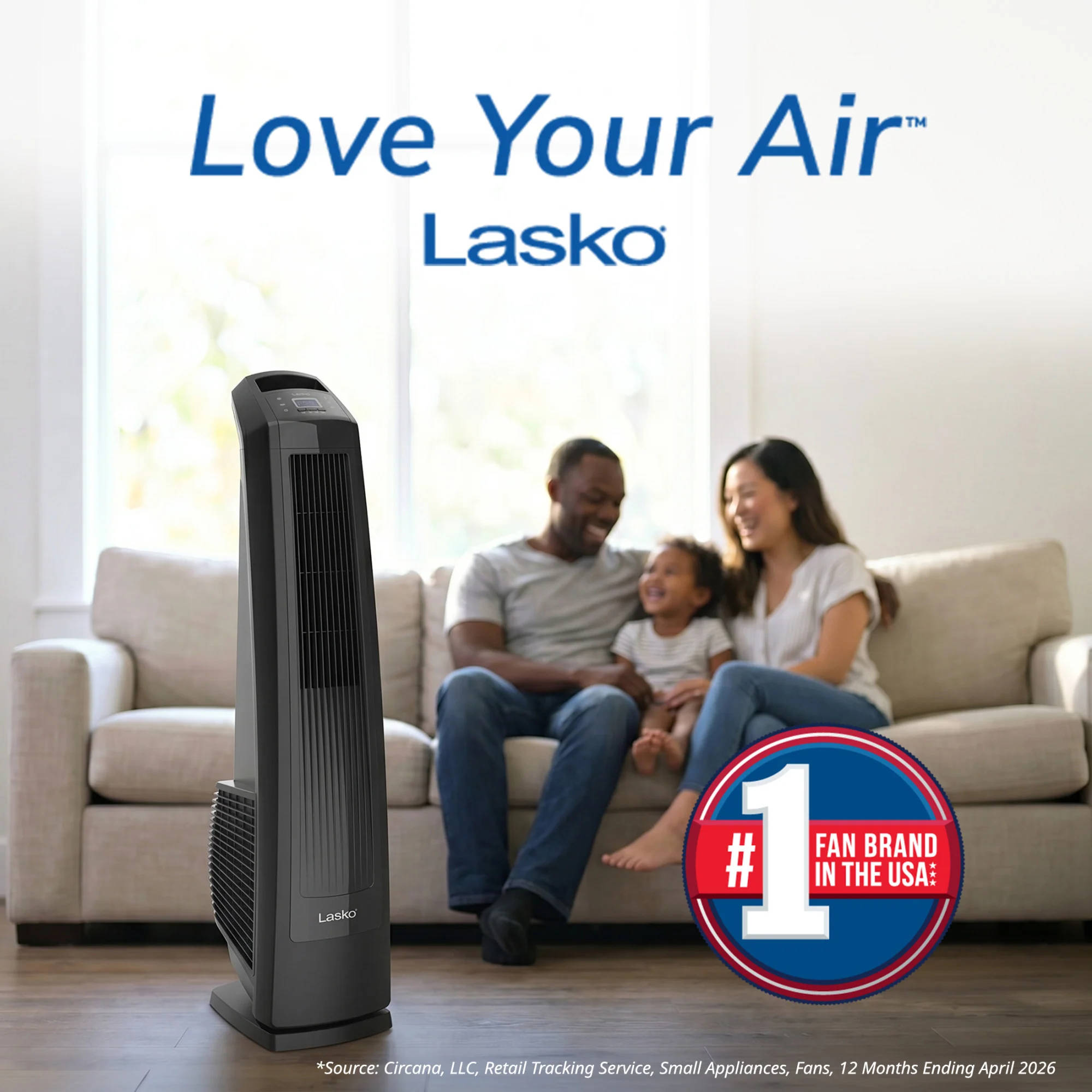 Lasko 35" Tower Fan: Oscillating, 3-Speed, High Velocity, Manual Louvers, Remote, Black - Image 2