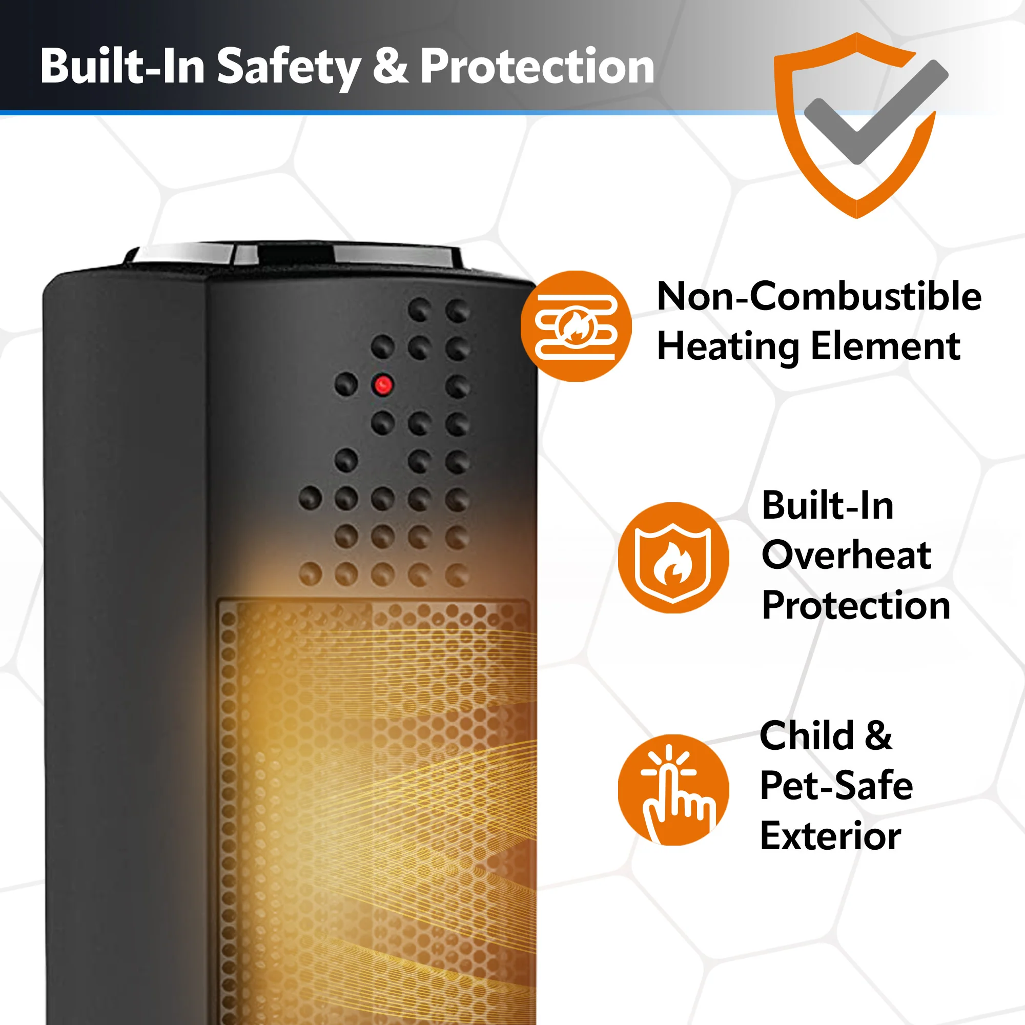 Lasko Oscillating Ultra Slim Electric Tower Space Heater with 2 Speeds, CT14101, Black - Image 4