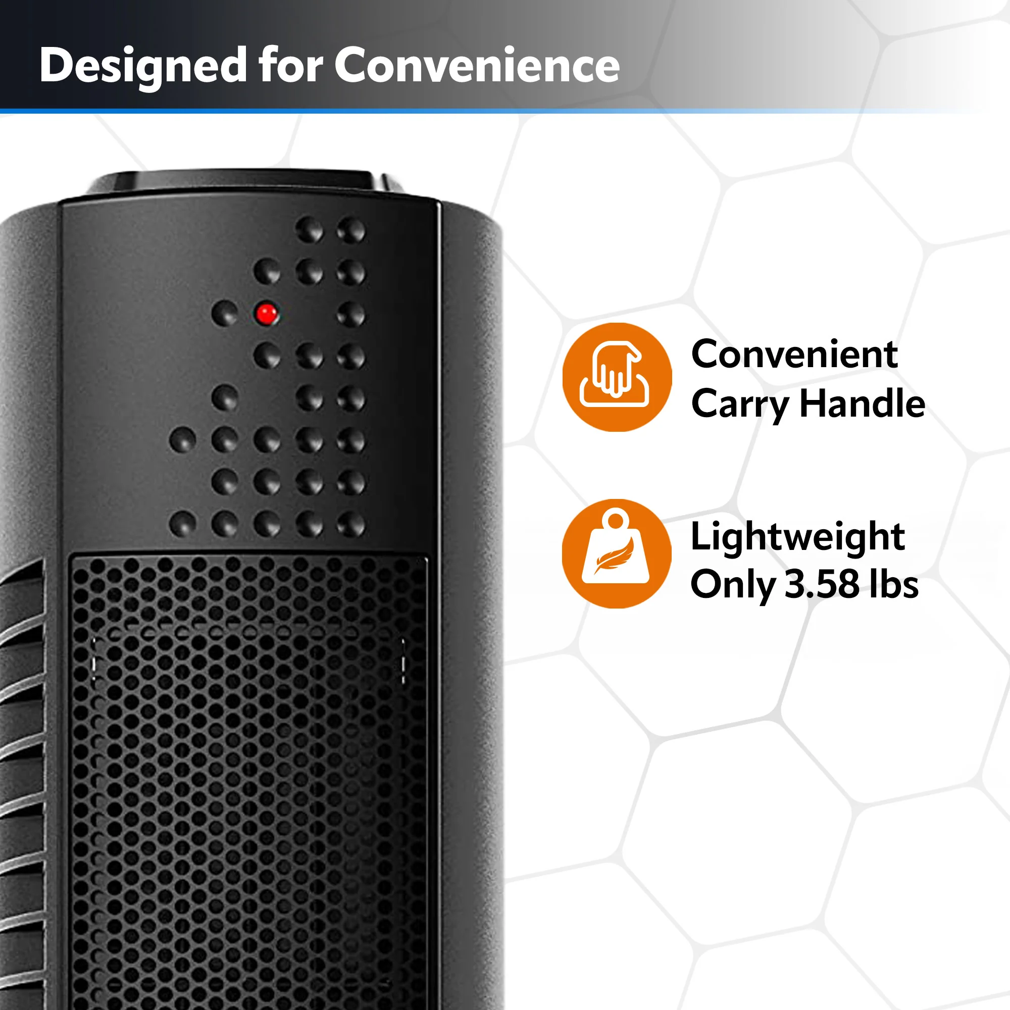 Lasko Oscillating Ultra Slim Electric Tower Space Heater with 2 Speeds, CT14101, Black - Image 6