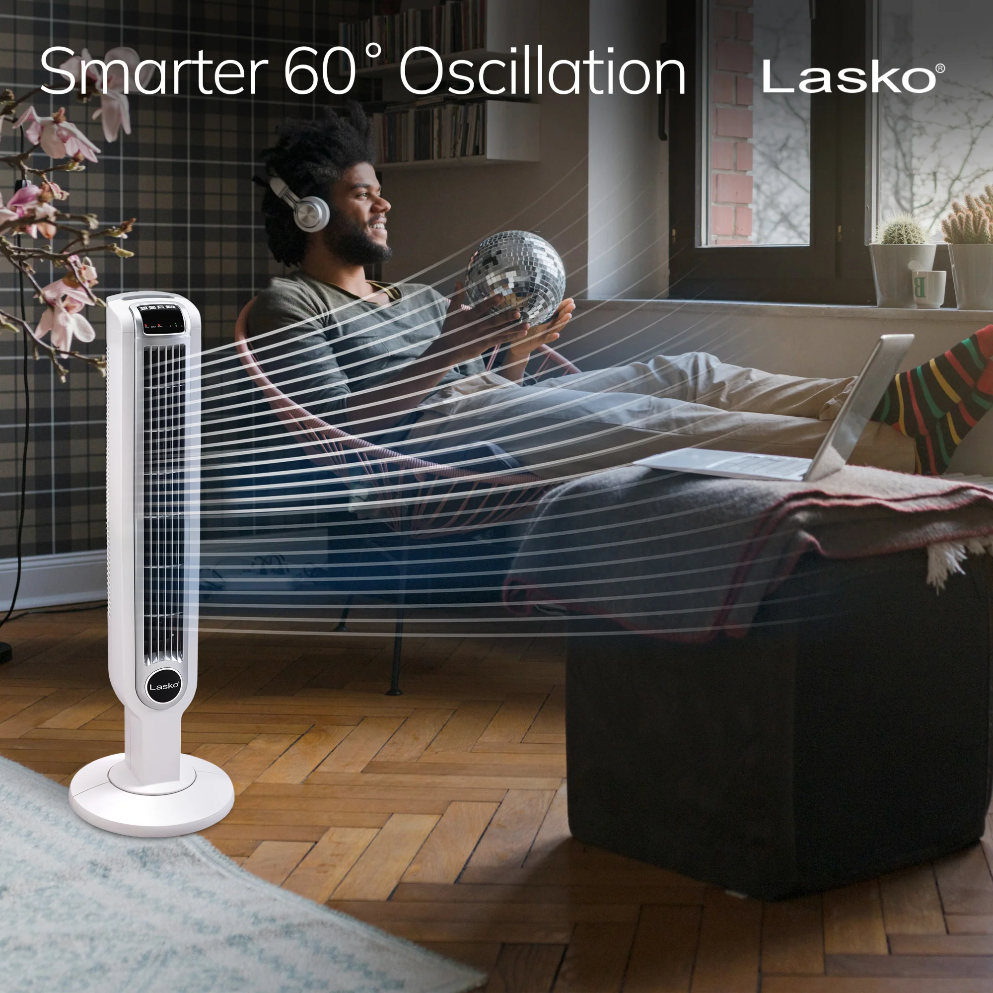 Lasko 36" Tower Fan: Oscillating, 3-Speed, Remote, Timer, White - Image 6