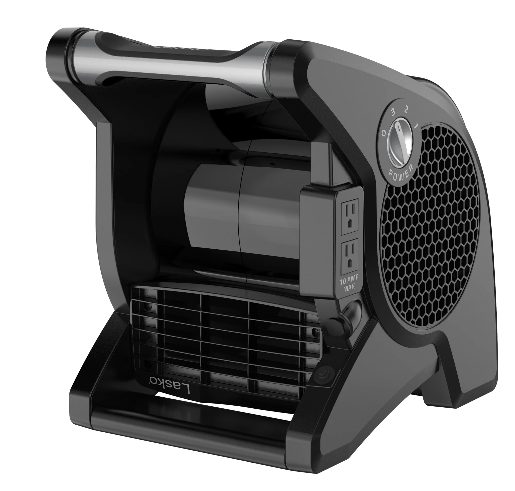 Lasko 15" Air Mover Blower Fan: 3-Speed, High Velocity, 2 Outlets, Pivoting, Black - Image 10
