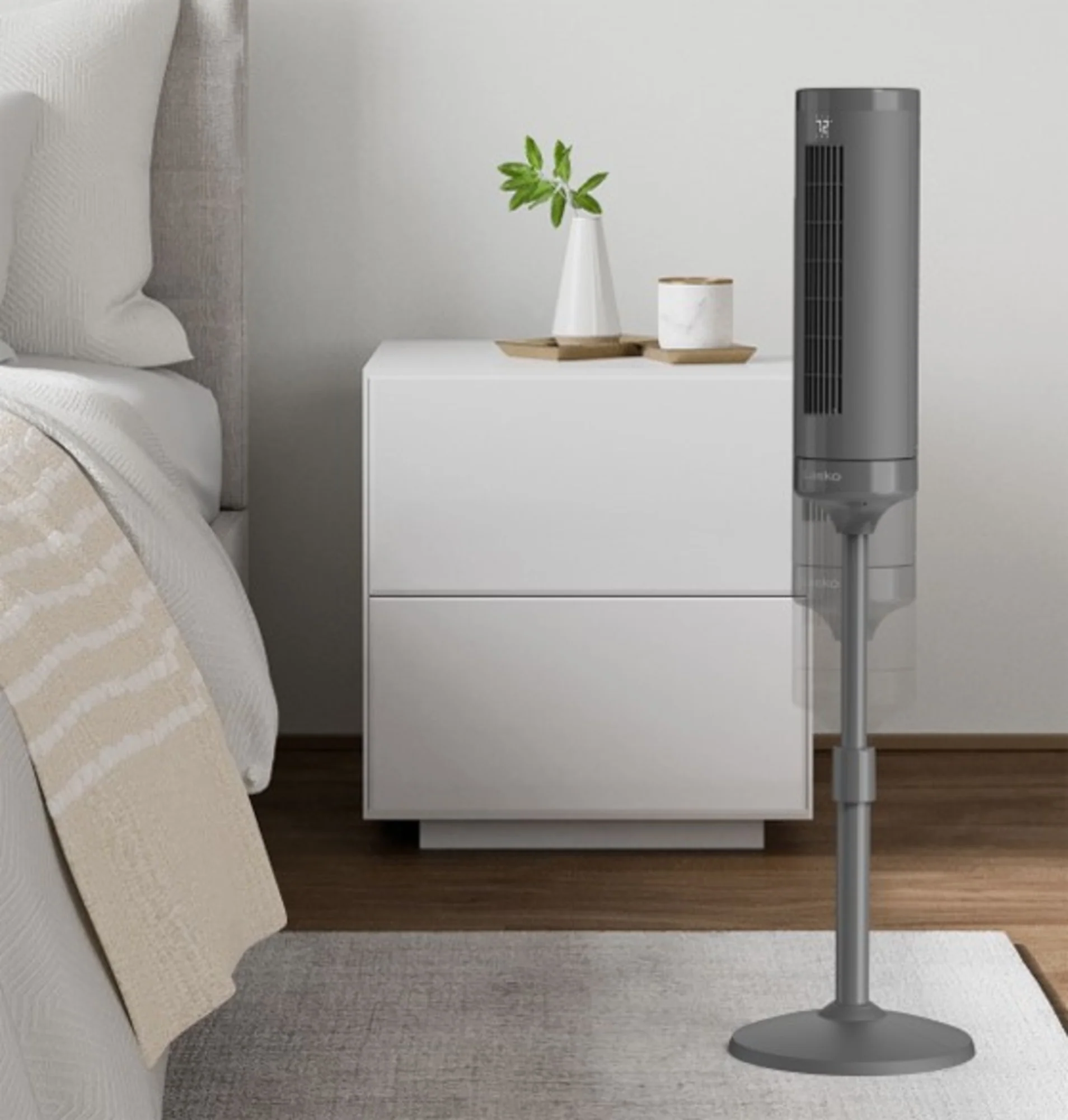 Lasko Rise 54" DC Pedestal Fan: Oscillating, 8-Speed, Remote, Timer, Gray - Image 15