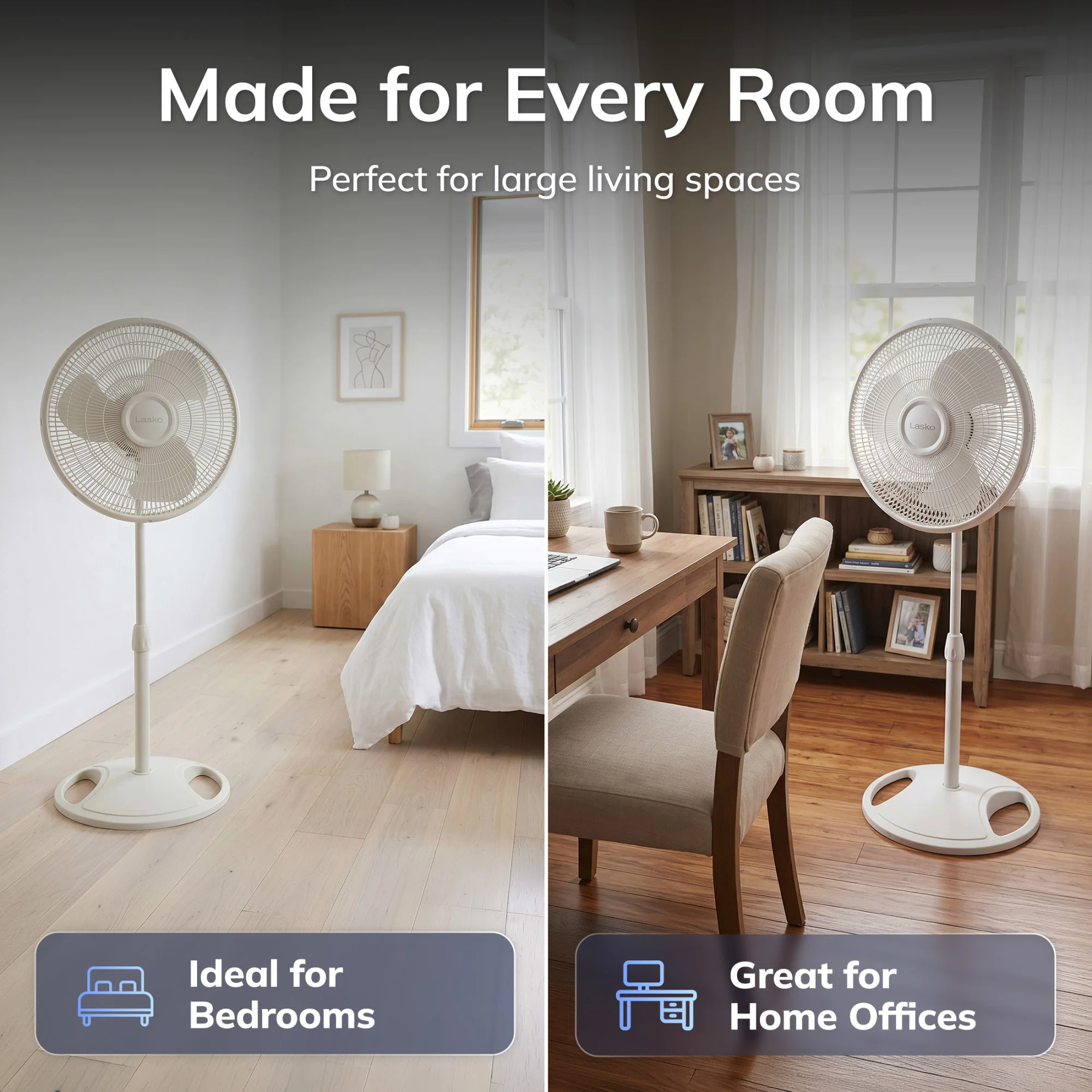 Lasko 16" Pedestal Fan: Oscillating, 3-Speed, Adjustable Height, White - Image 6