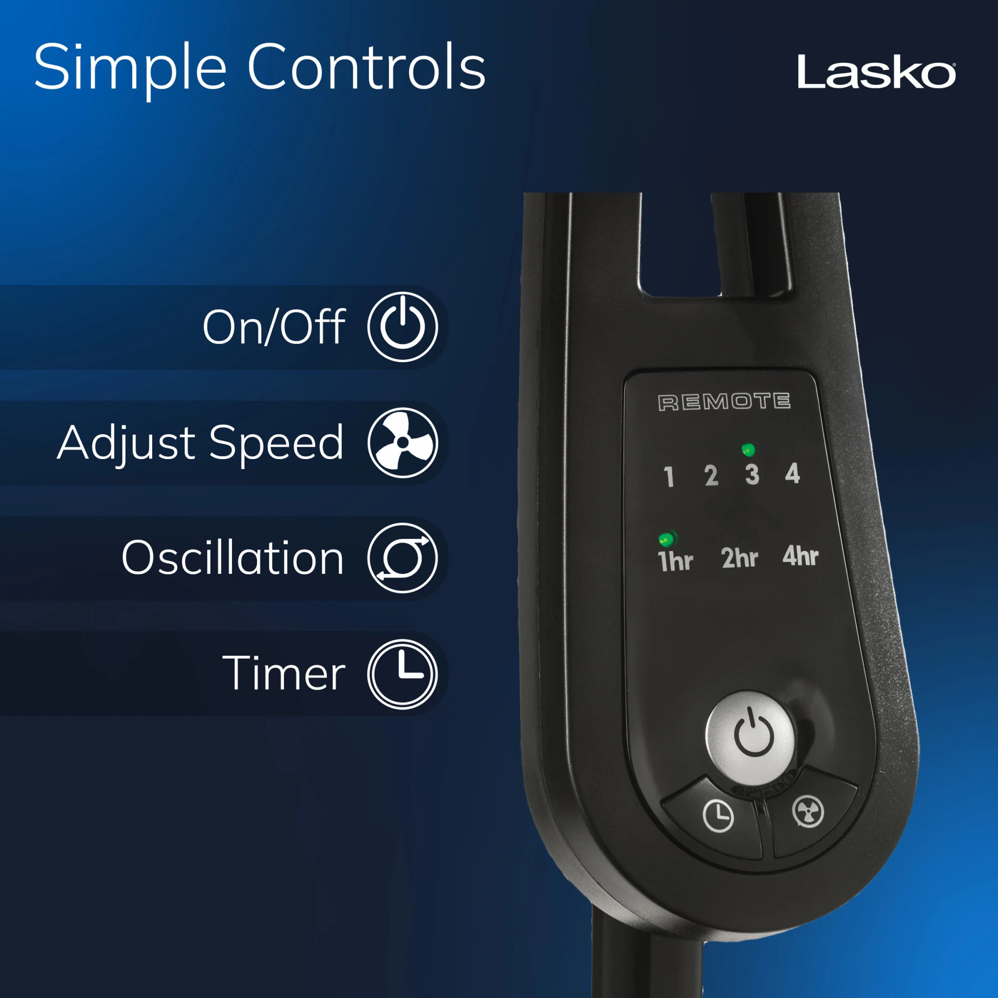 Lasko 20" Pedestal Fan: Oscillating, 4-Speed, Remote, Timer, Black - Image 4