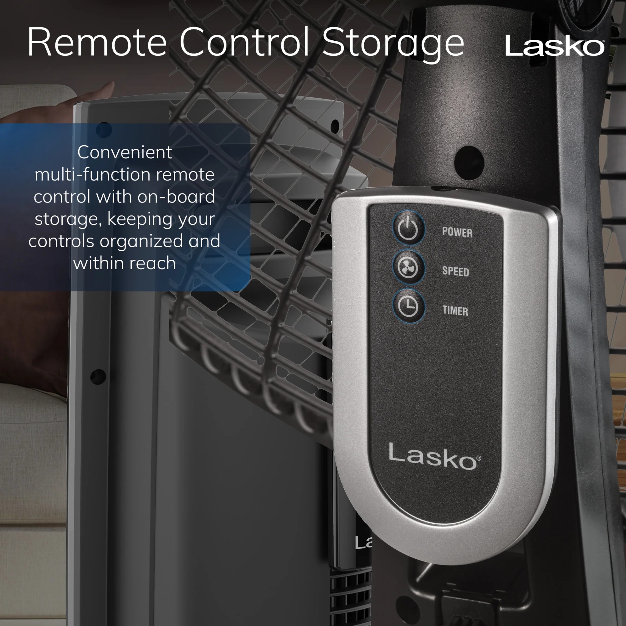 Lasko 20" Pedestal Fan: Oscillating, 4-Speed, Remote, Timer, Black - Image 5