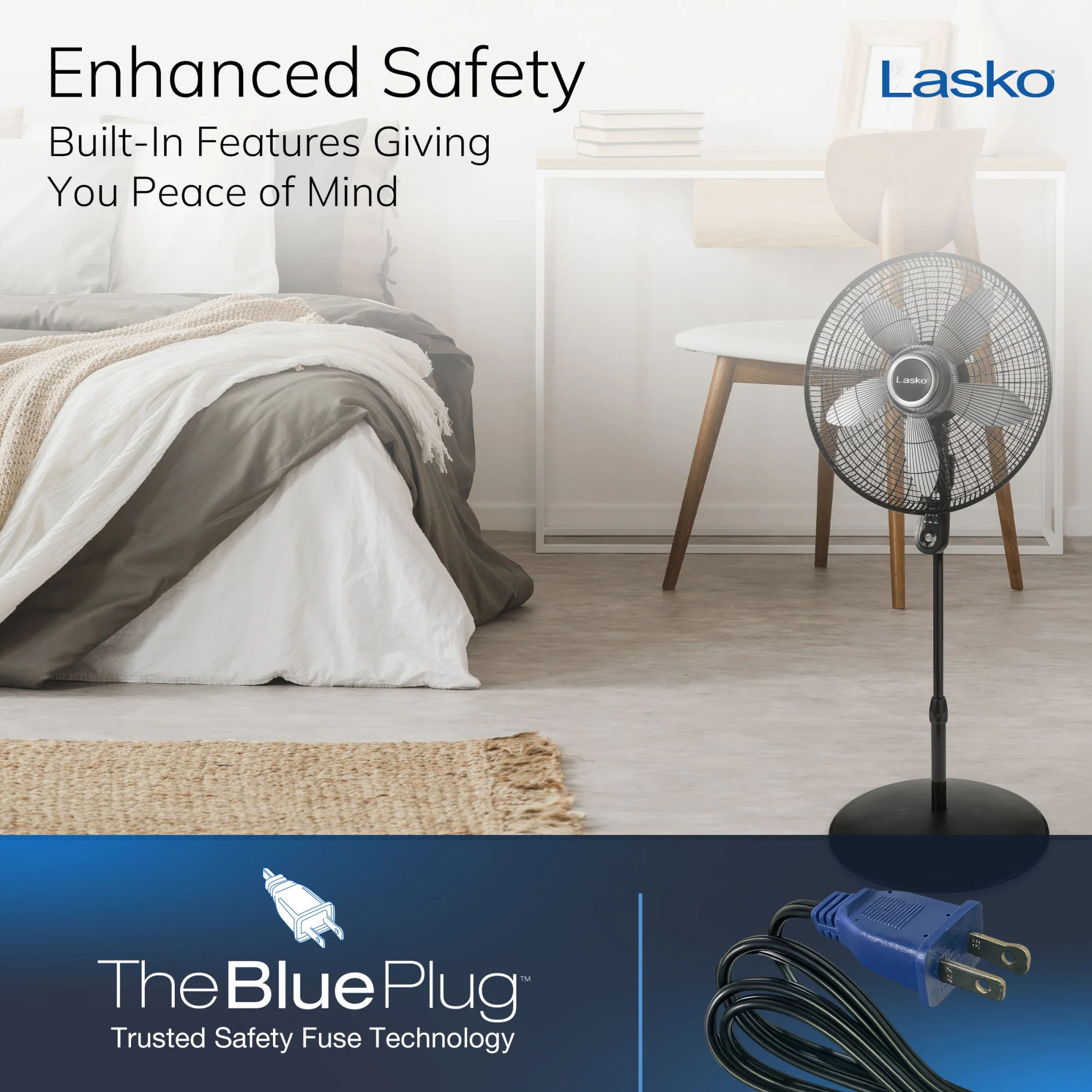 Lasko 20" Pedestal Fan: Oscillating, 4-Speed, Remote, Timer, Black - Image 6