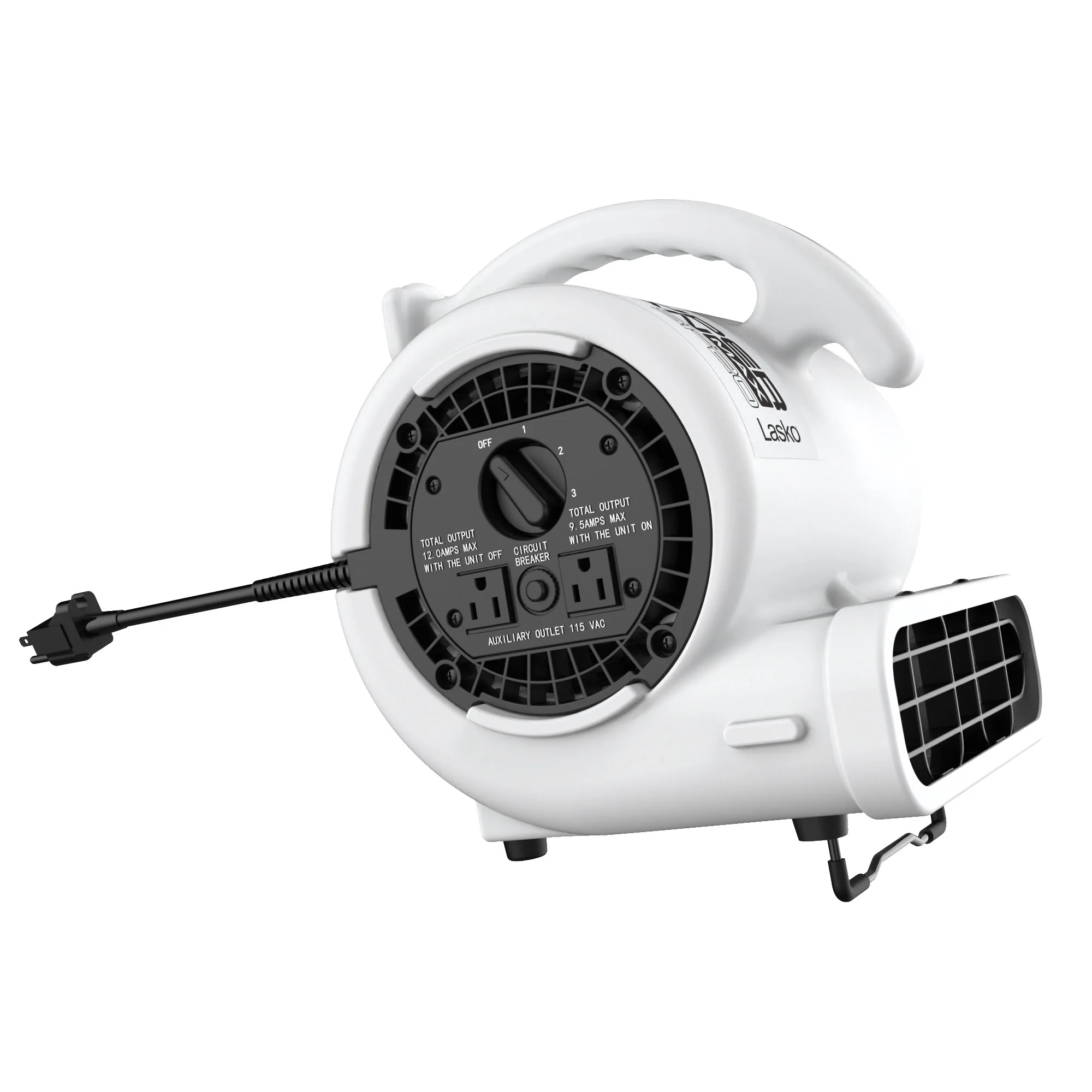 Lasko Super Fan Max 13" Air Mover Blower Fan: 3-Speed, High Velocity, 2 Outlets, White - Image 3