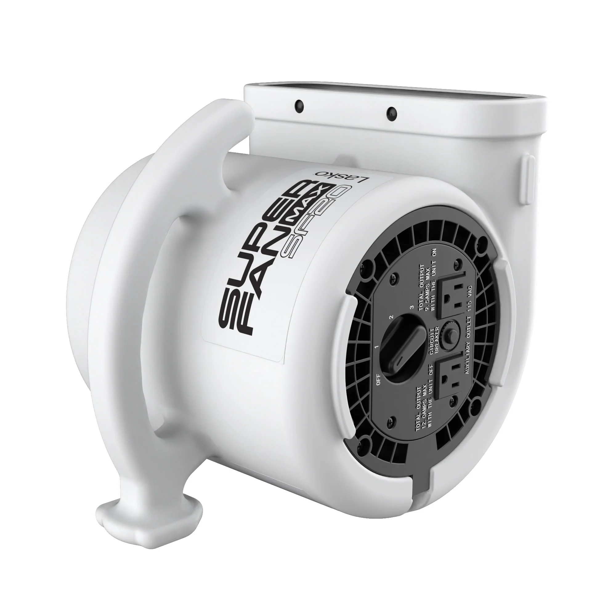 Lasko Super Fan Max 13" Air Mover Blower Fan: 3-Speed, High Velocity, 2 Outlets, White - Image 5