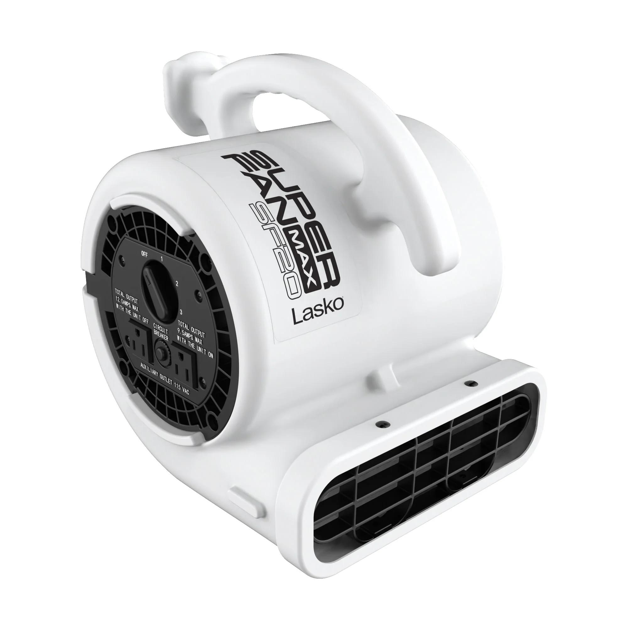 Lasko Super Fan Max 13" Air Mover Blower Fan: 3-Speed, High Velocity, 2 Outlets, White - Image 6