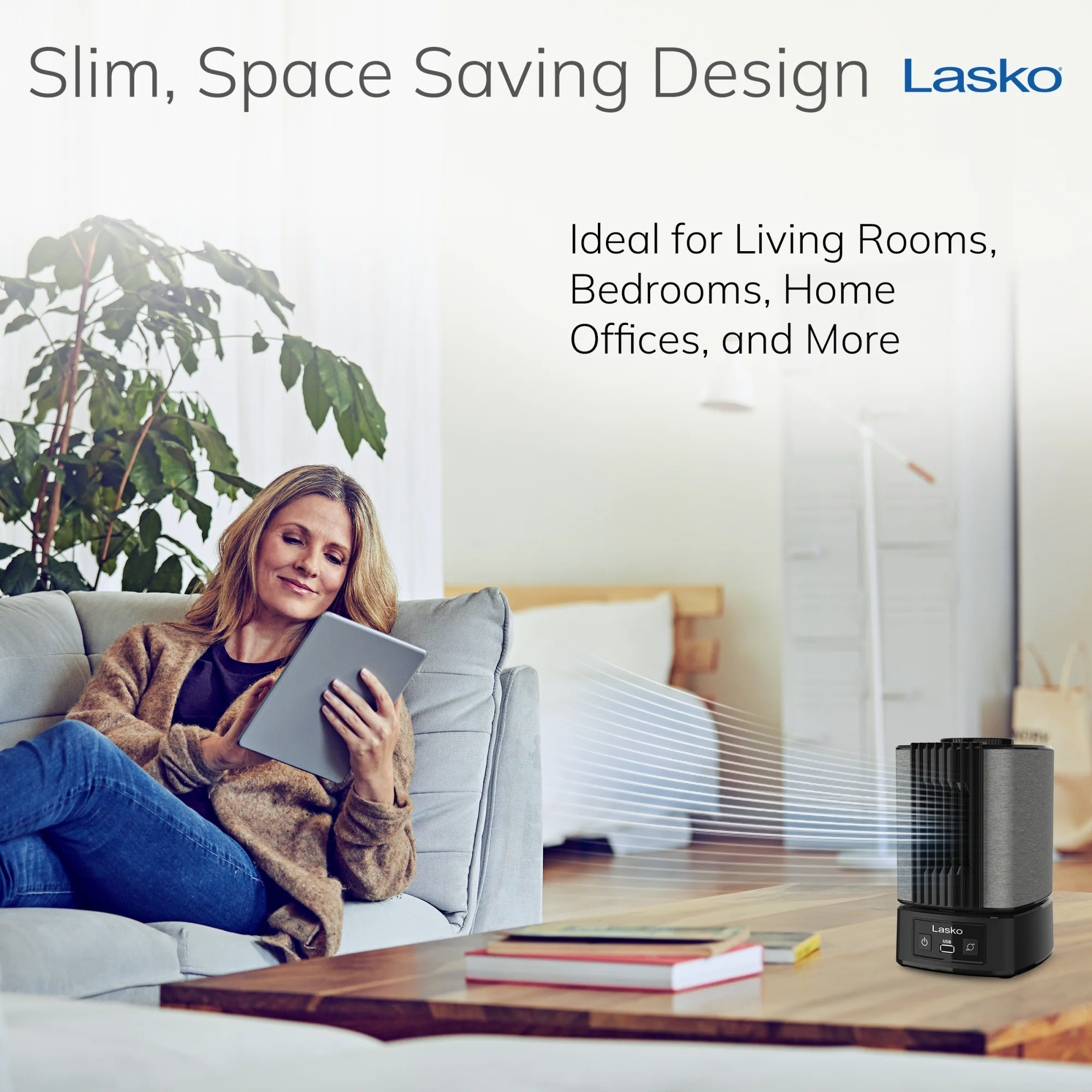 Lasko SlumberBreeze 8" Table Fan with White Noise: Oscillating, 2-Speed, Black - Image 7