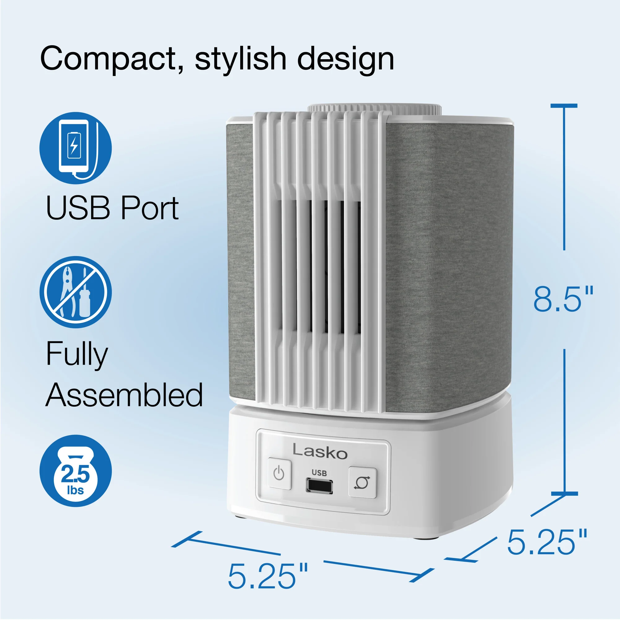 Lasko SlumberBreeze 8" Table Fan with White Noise: Oscillating, 2-Speed, White - Image 5