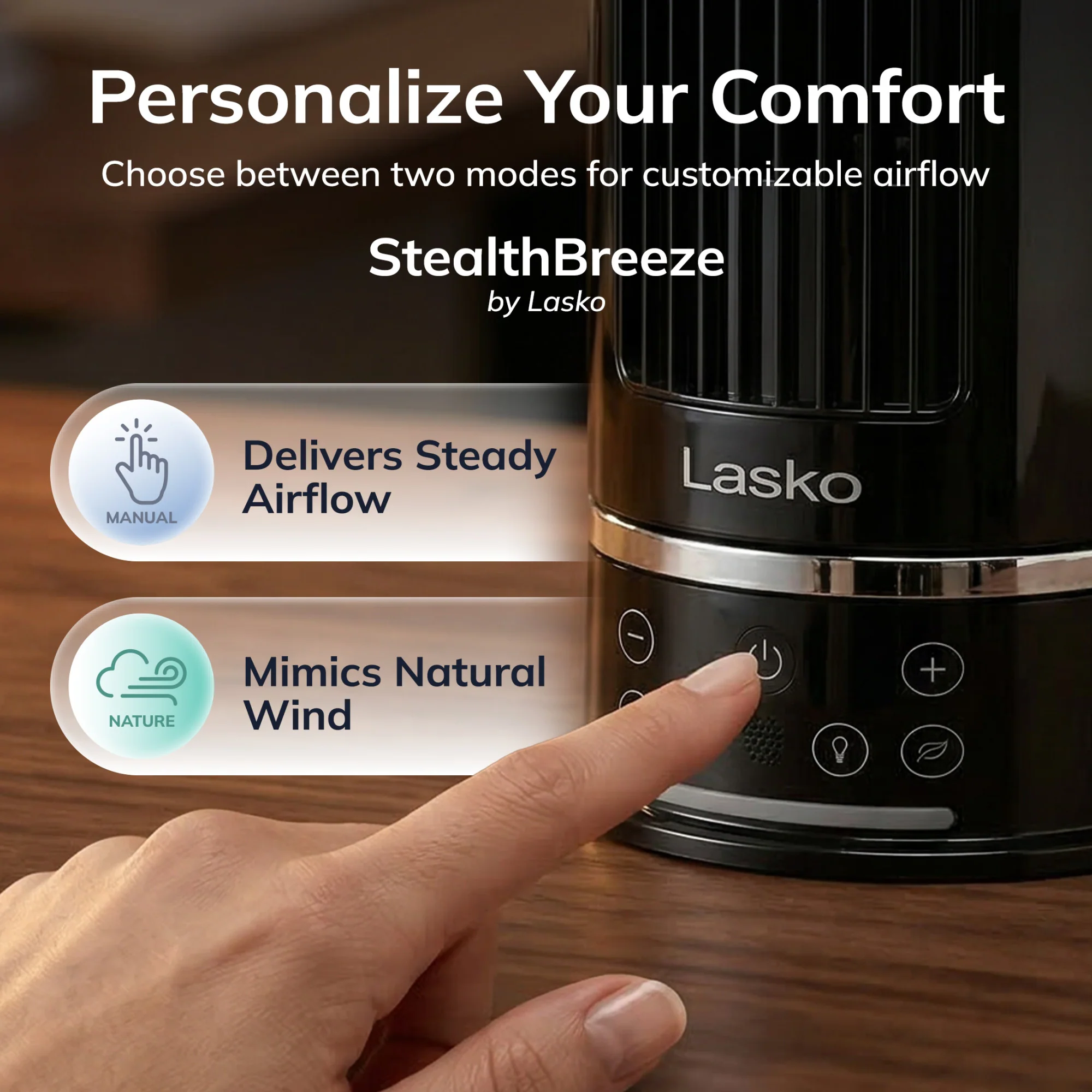 Lasko StealthBreeze 15" DC Table Fan: Oscillating, 12-Speed, 15° Tilt, Remote, Black - Image 5