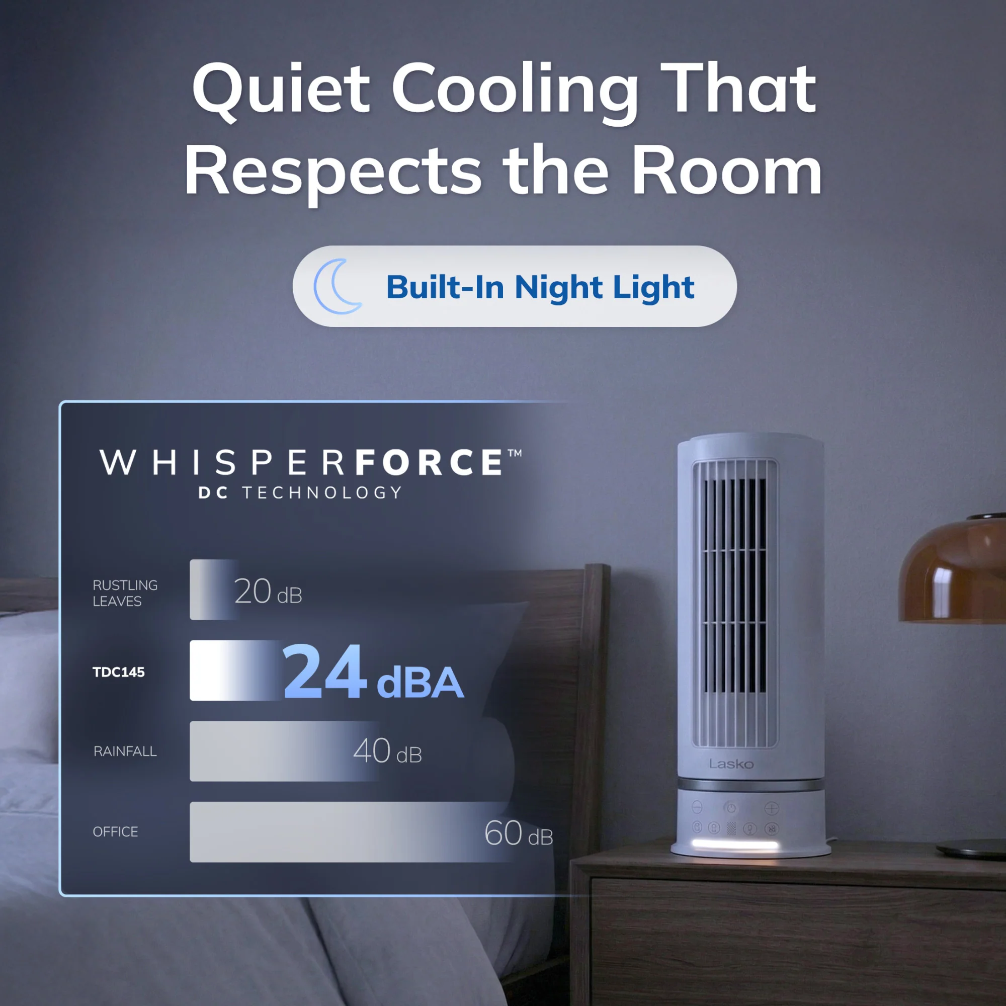 Lasko StealthBreeze 15" DC Table Fan: Oscillating, 12-Speed, 15° Tilt, Remote, White - Image 4