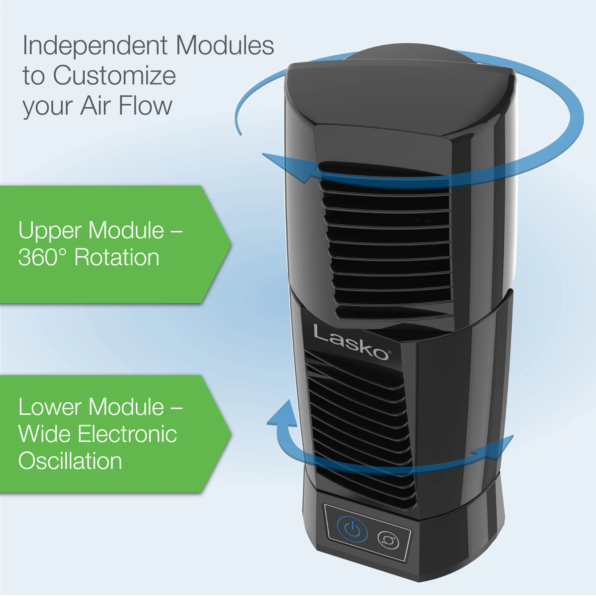 Lasko Wind Tower 12" Table Fan: Oscillating, 2-Speed, Pivoting, Black - Image 9