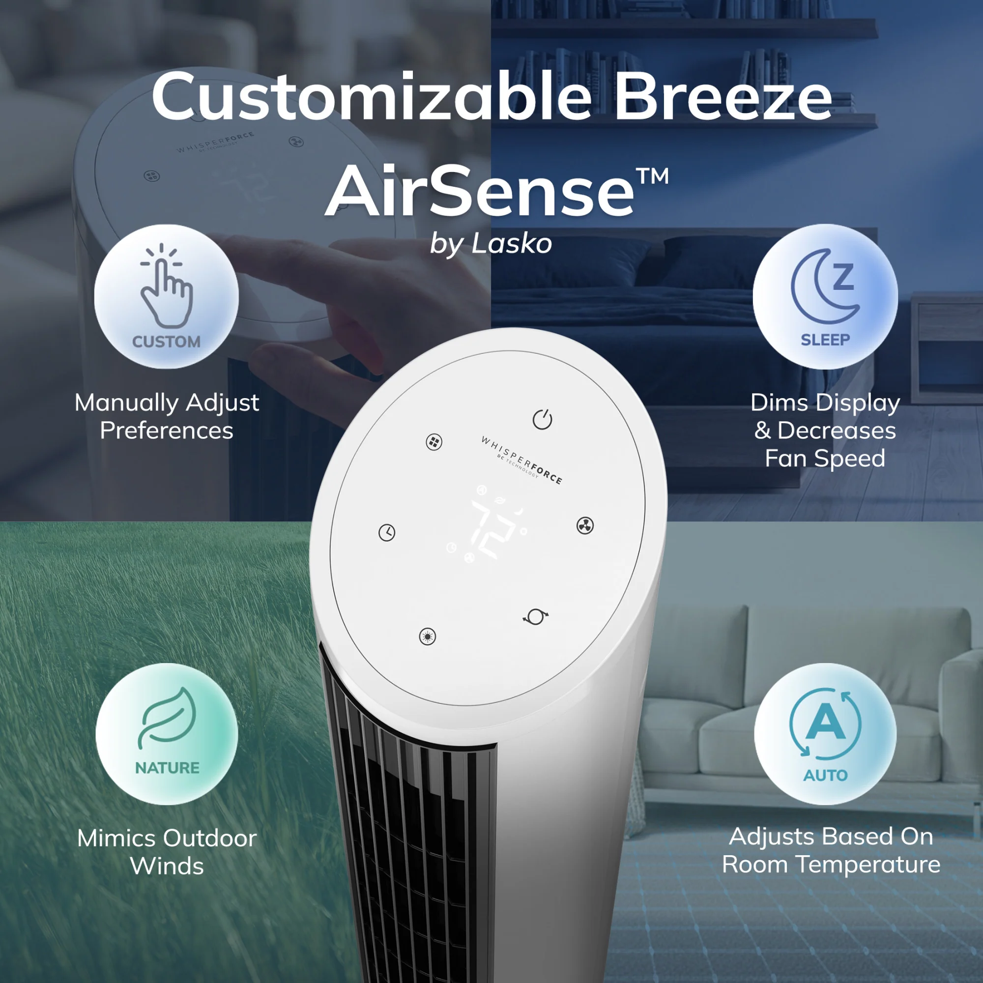 Lasko 36" DC Tower Fan: Oscillating, 12-Speed, Remote, Timer, White - Image 4