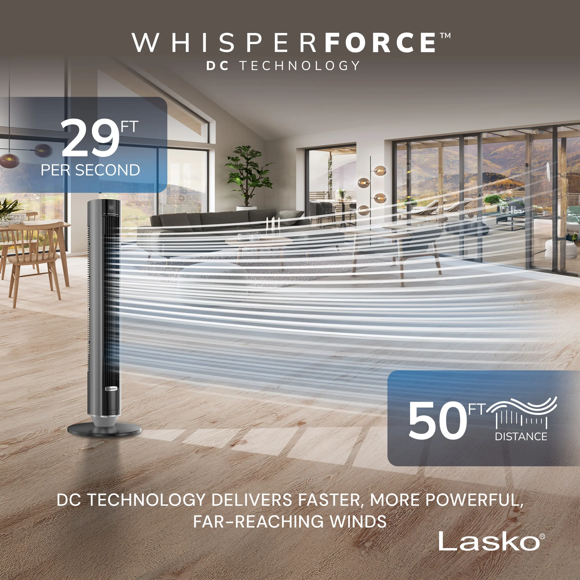Lasko 40" DC Tower Fan: Oscillating, 12-Speed, Remote, Timer, Black - Image 3