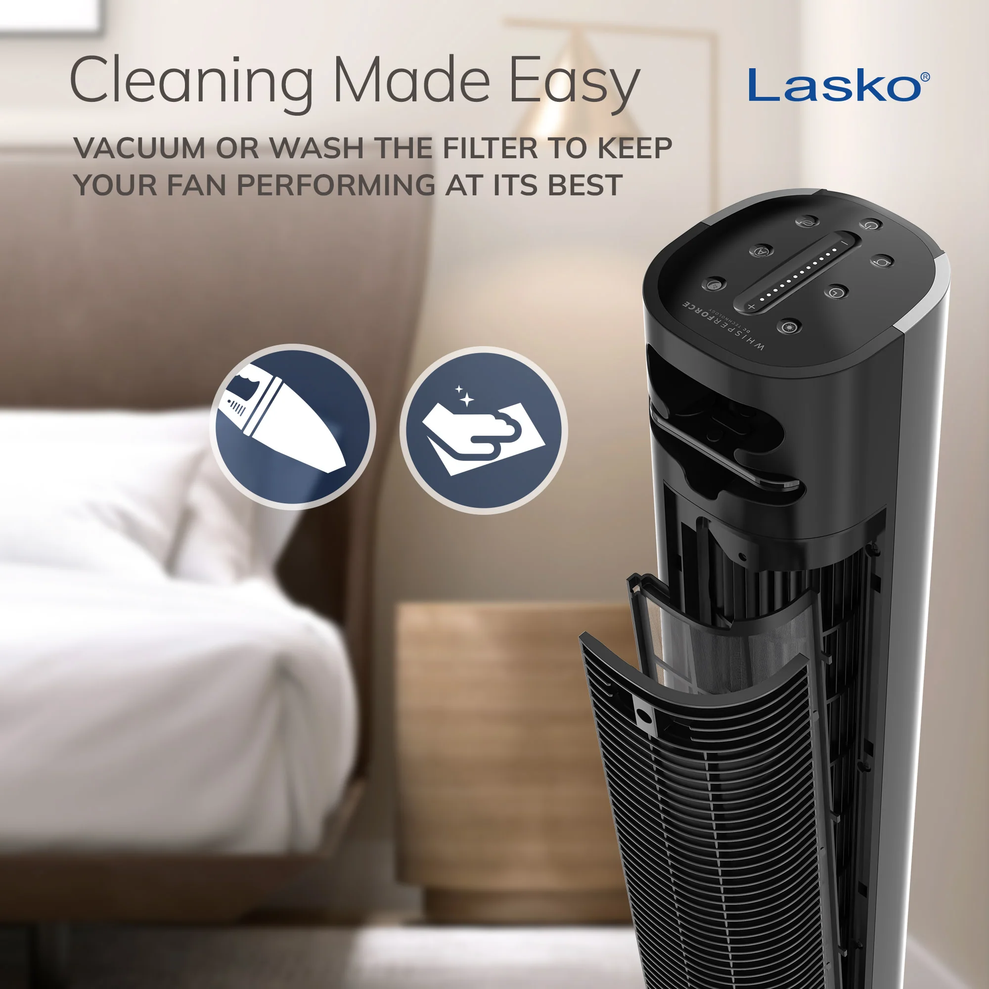 Lasko 40" DC Tower Fan: Oscillating, 12-Speed, Remote, Timer, Black - Image 7