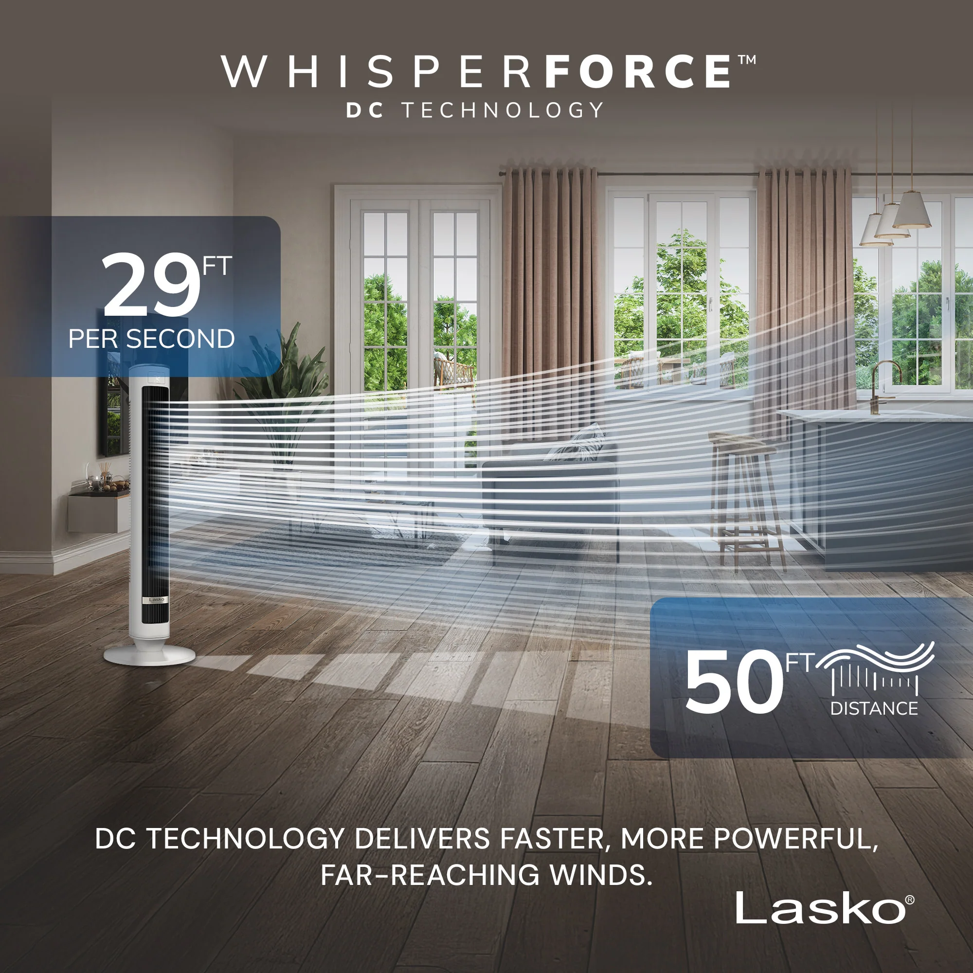 Lasko 40" DC Tower Fan: Oscillating, 12-Speed, Remote, Timer, White - Image 3