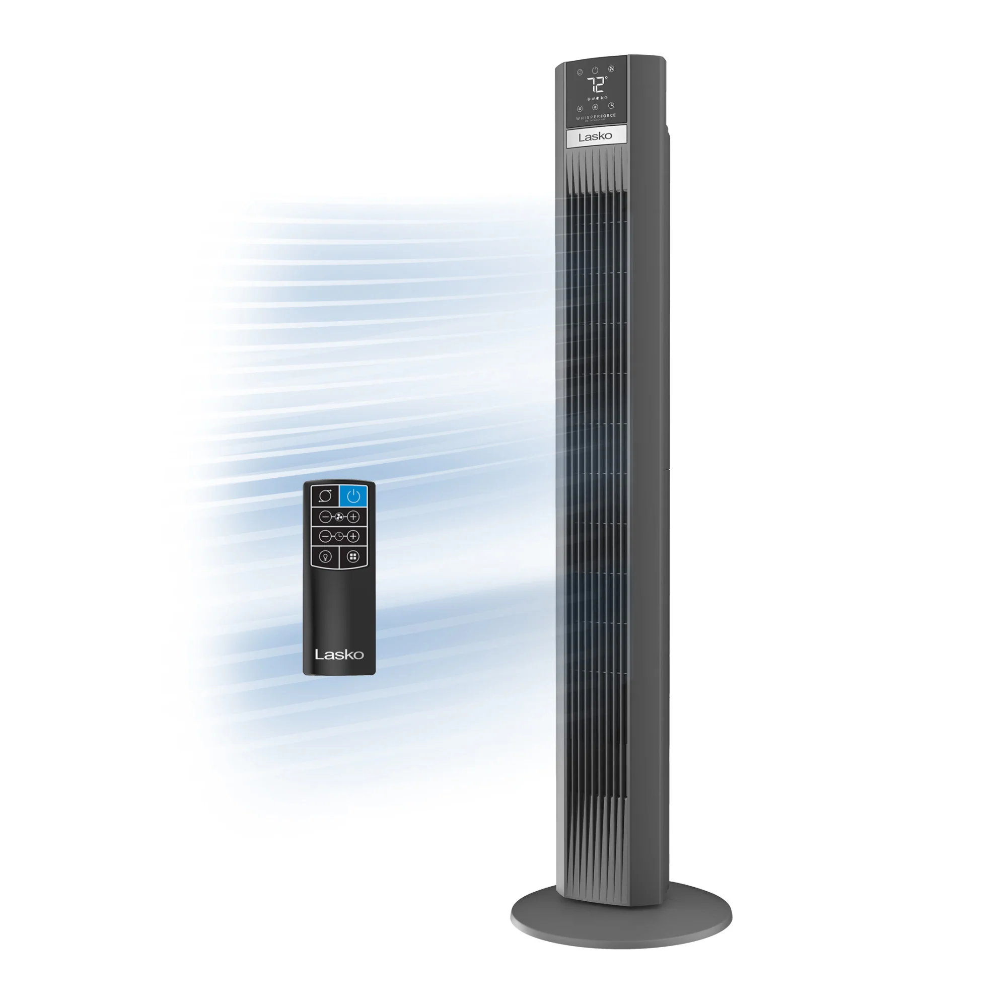 Lasko 48" DC Tower Fan: Oscillating, 12-Speed, Remote, Timer, Gray