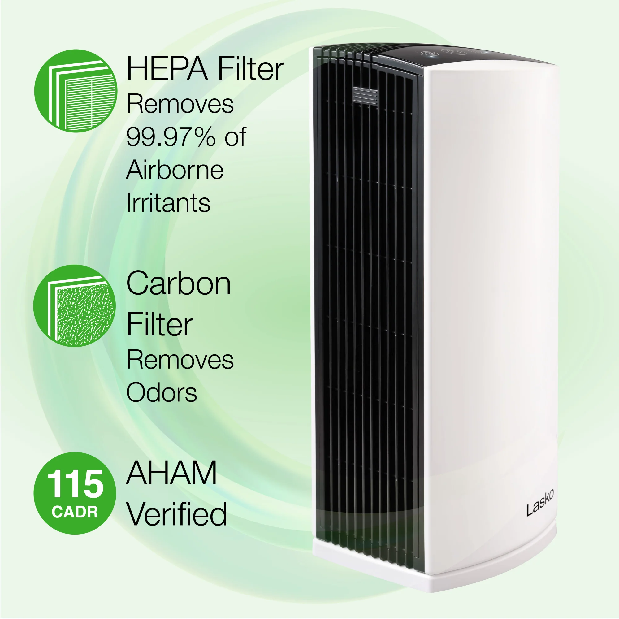Lasko True HEPA Room Air Purifier with Timer, LP300, White - Image 4