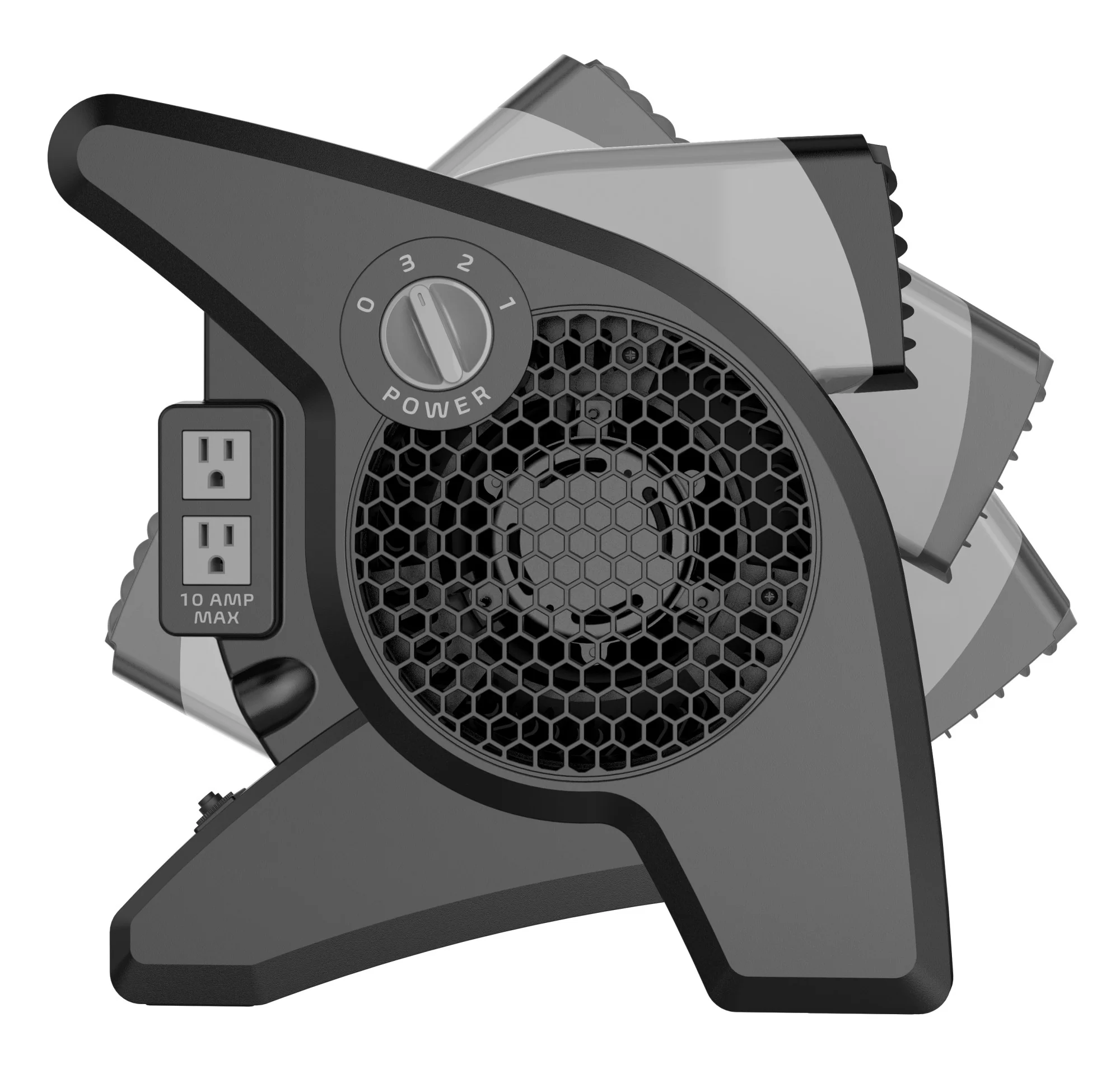 Lasko 15" Air Mover Blower Fan: 3-Speed, High Velocity, 2 Outlets, Pivoting, Black - Image 3