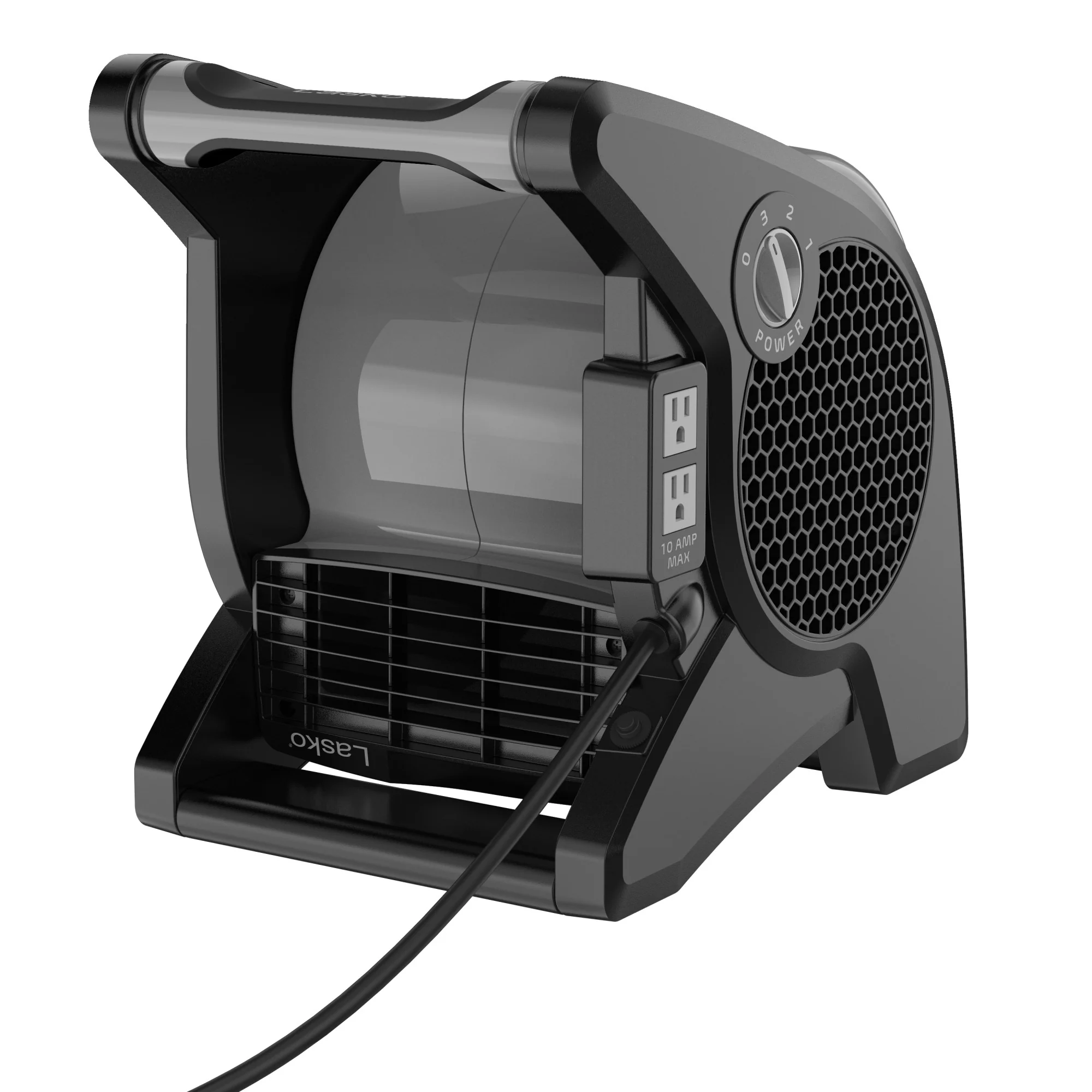 Lasko 15" Air Mover Blower Fan: 3-Speed, High Velocity, 2 Outlets, Pivoting, Black - Image 4