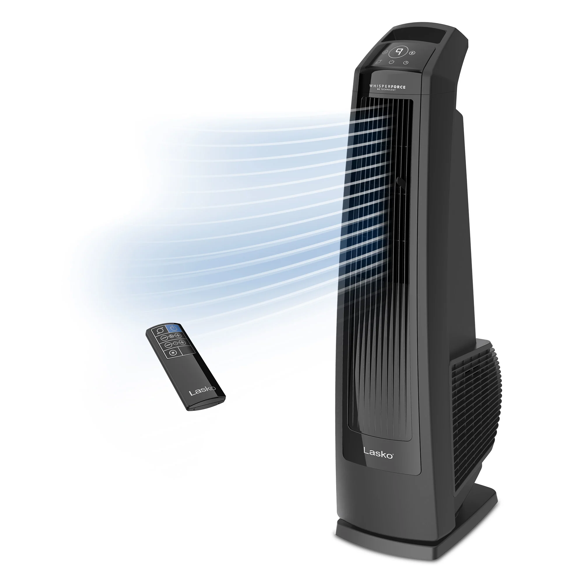 Lasko 35" DC Tower Fan: Oscillating, 9-Speed, High Velocity, Remote, Black