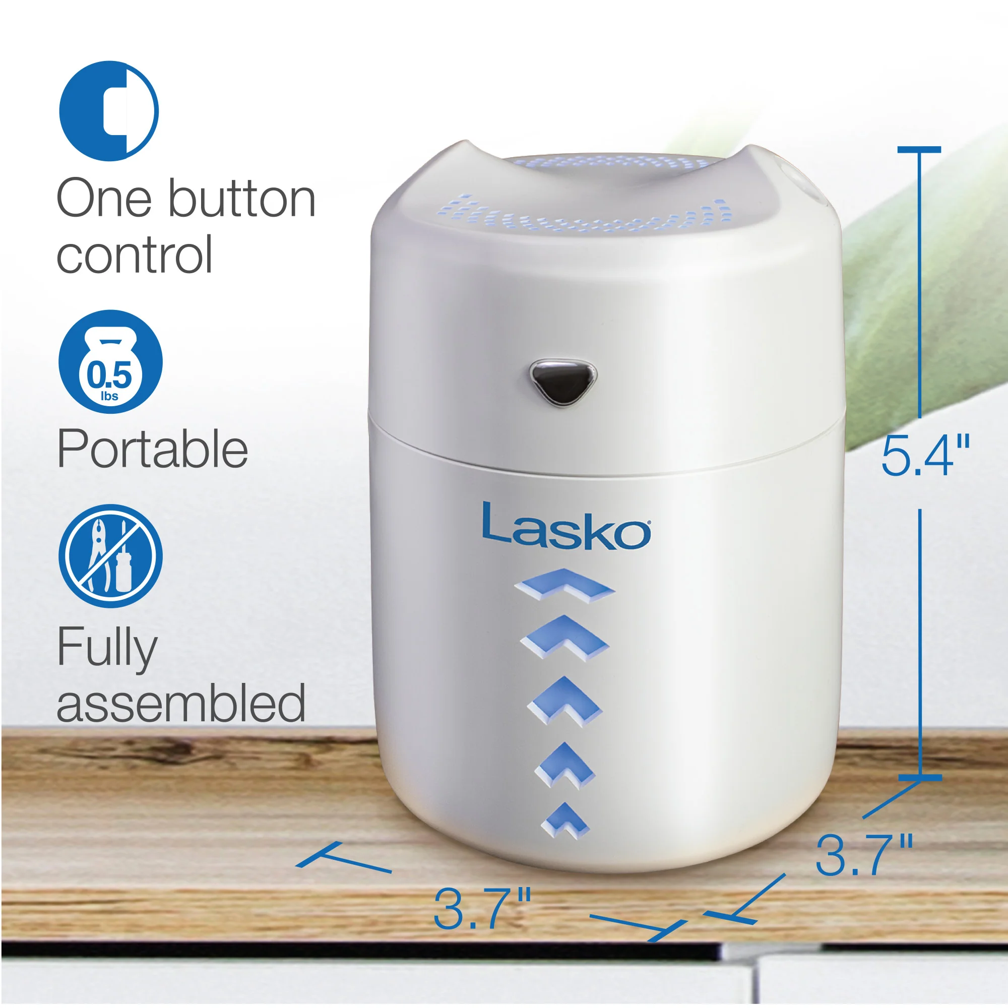 Lasko Ultrasonic Personal Cool Mist Humidifier with Nightlight, UH150, White - Image 5