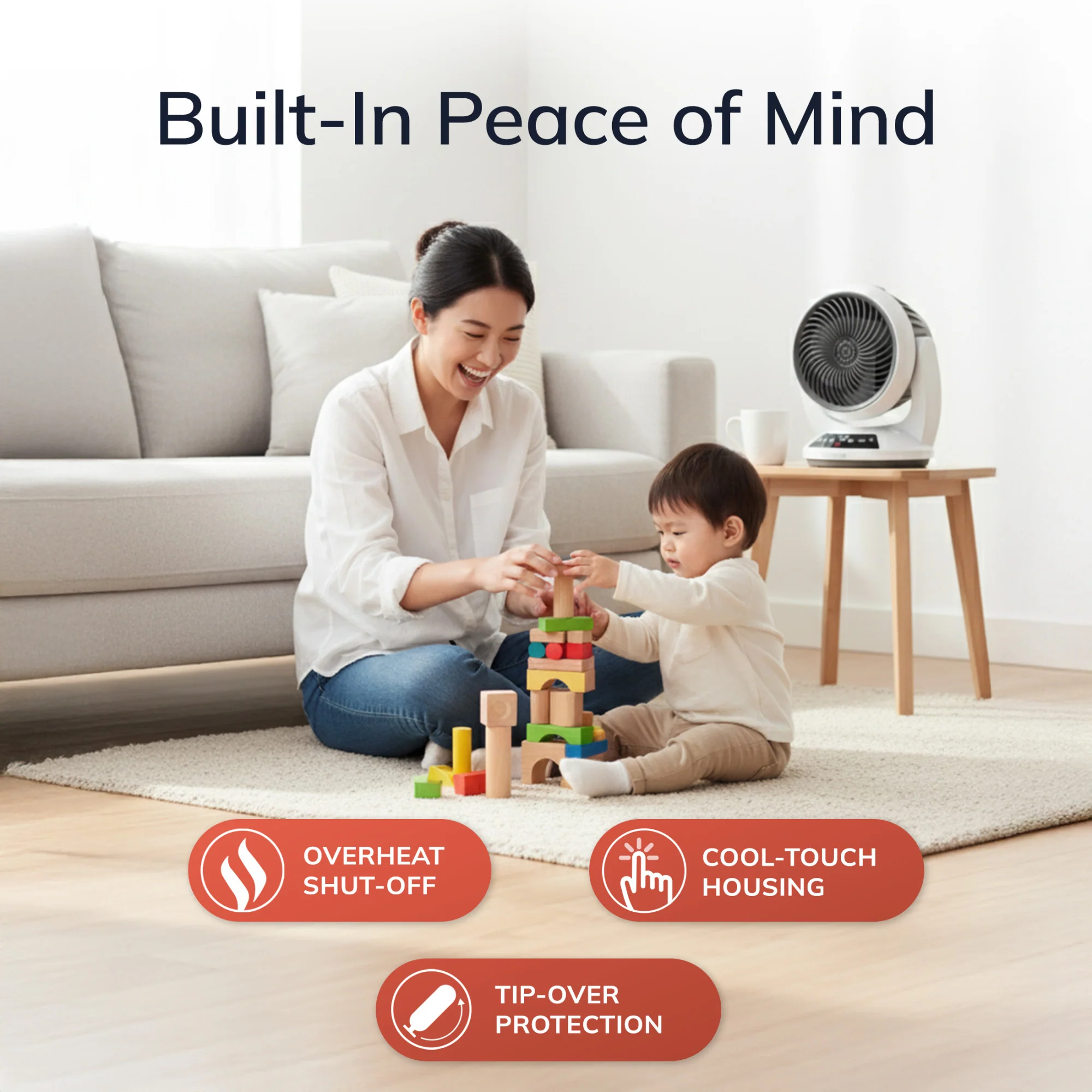 Lasko Whirlwind Heat™ Orbital Space Heater (3 heat settings, 3-speed, remote, timer. white) - Image 4