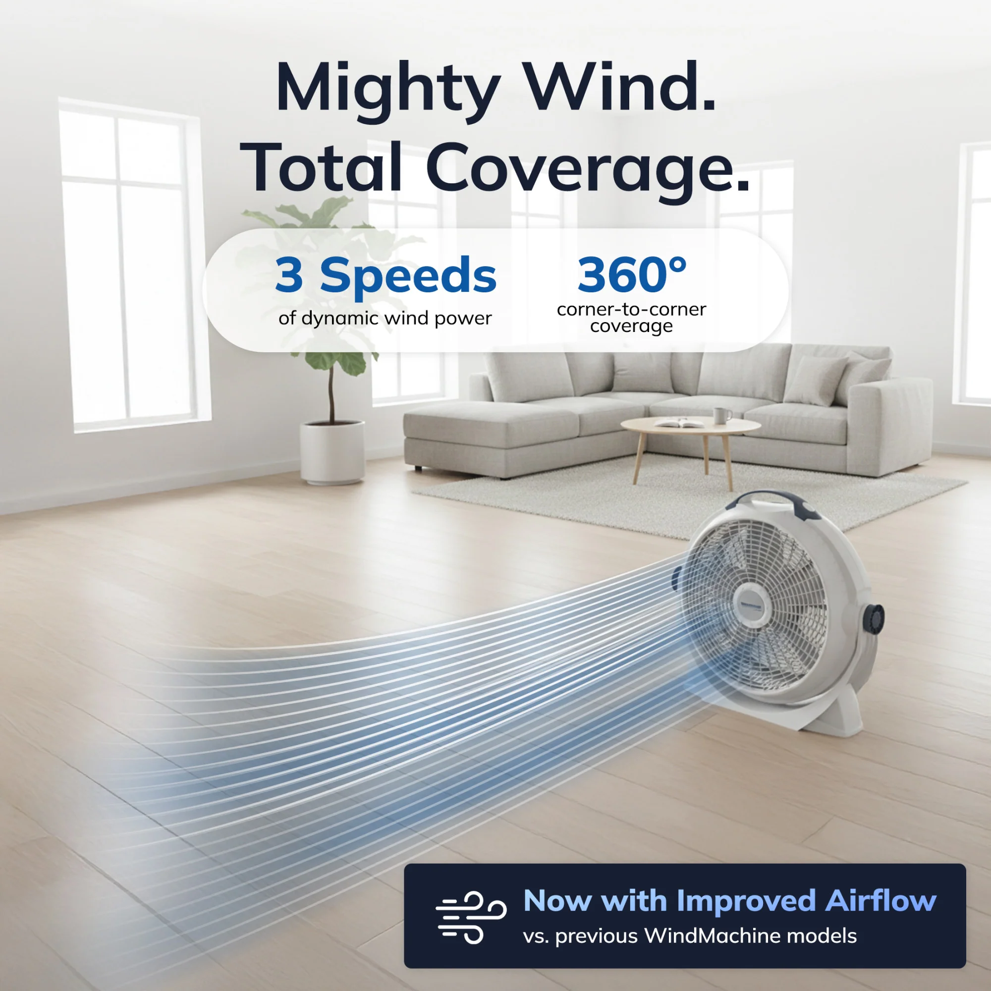 Lasko Wind Machine 20" Air Circulator Fan: 3-Speed, 360° Directional Airflow, Gray - Image 3