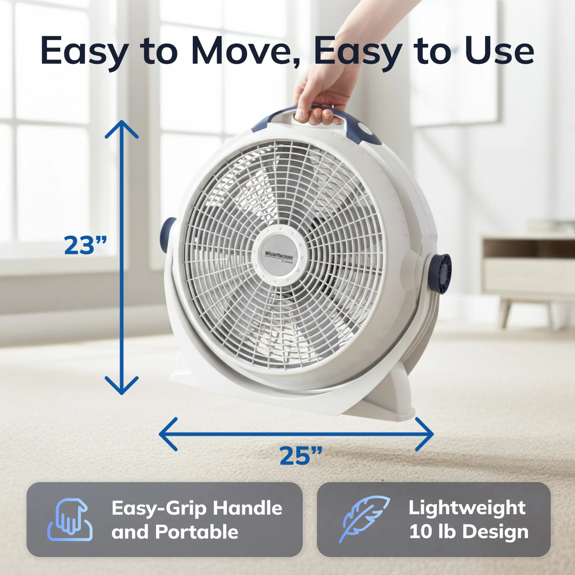 Lasko Wind Machine 20" Air Circulator Fan: 3-Speed, 360° Directional Airflow, Gray - Image 6