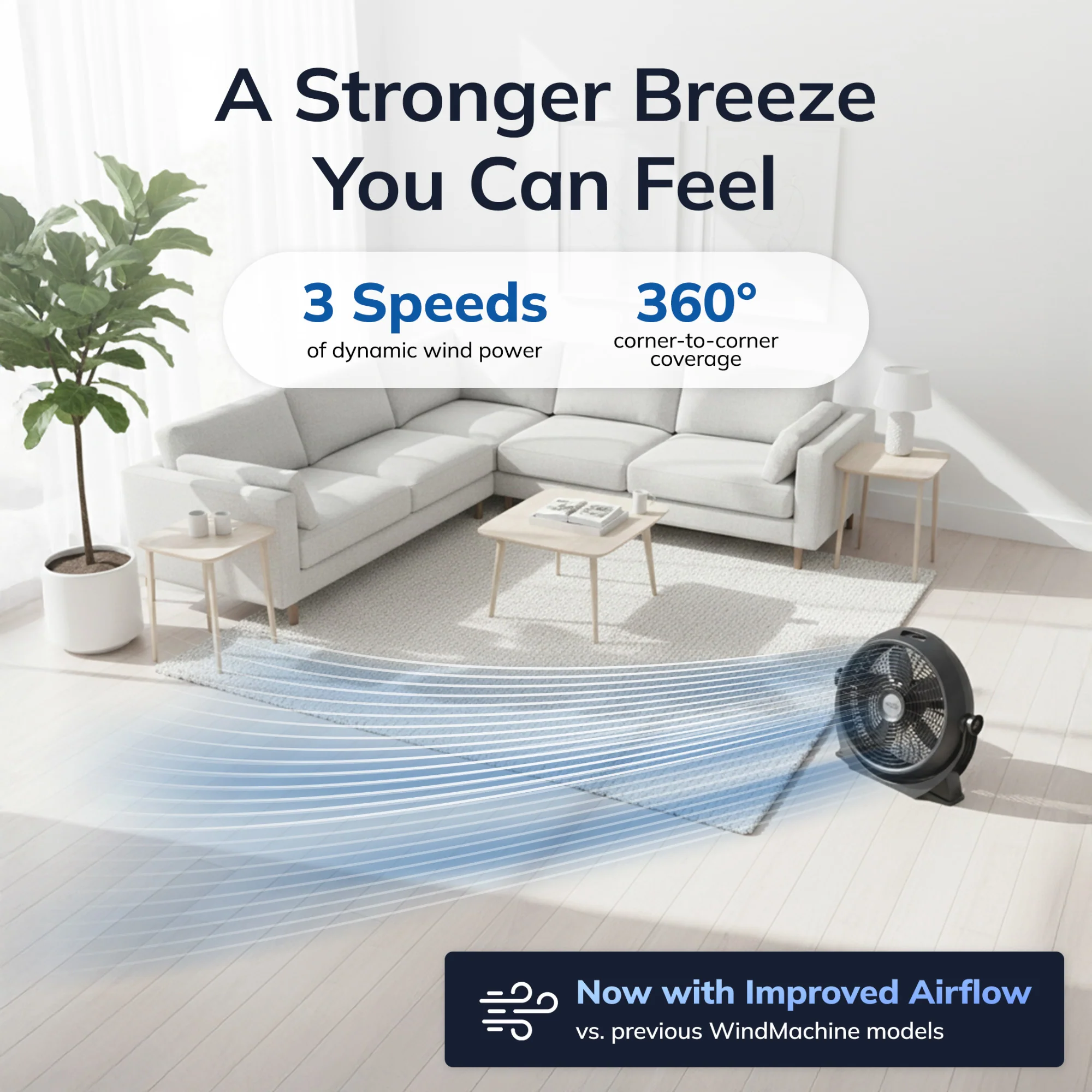 Lasko Wind Machine 20" Air Circulator Fan: 3-Speed, 360° Airflow, Black - Image 3