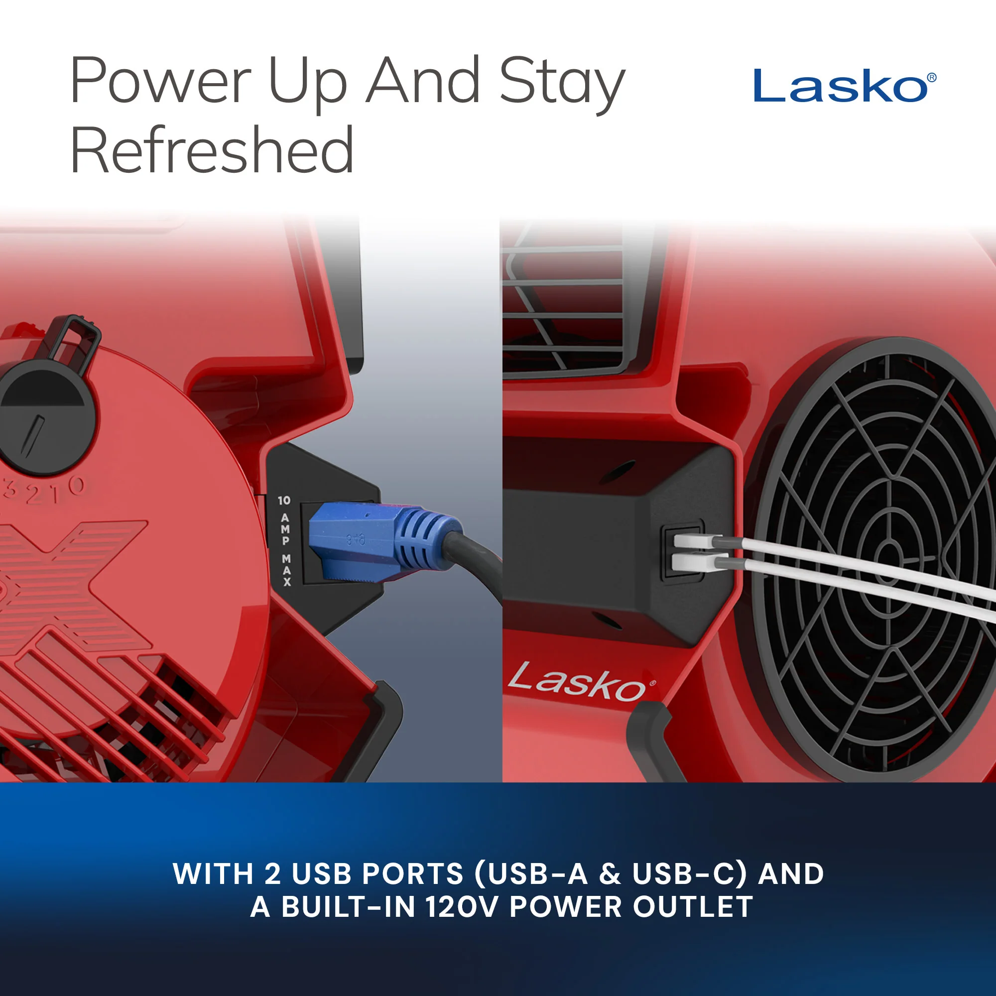 Lasko X-Blower 11" Air Mover Blower Fan: 3-Speed, High Velocity, 1 Outlet, Red - Image 5