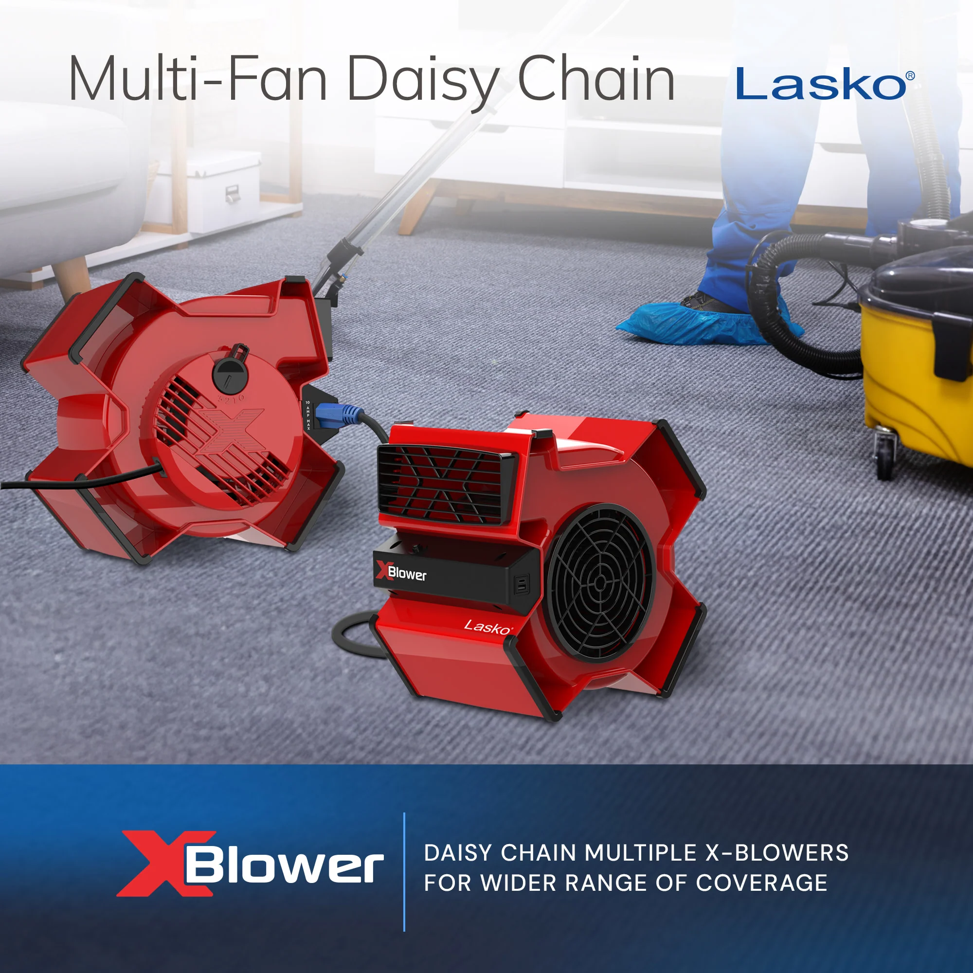 Lasko X-Blower 11" Air Mover Blower Fan: 3-Speed, High Velocity, 1 Outlet, Red - Image 8