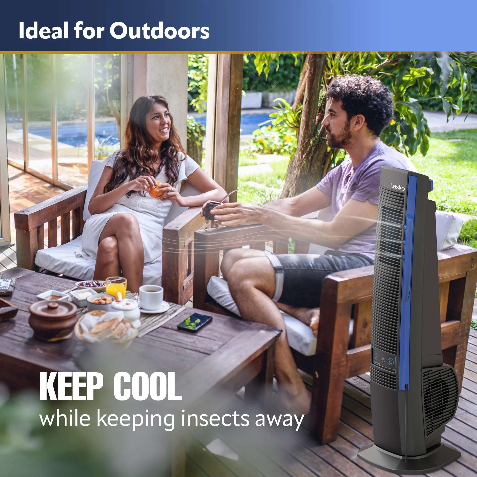 Lasko Misto 42" Outdoor Misting Tower Fan: Oscillating, 4-Speed, Black - Image 7
