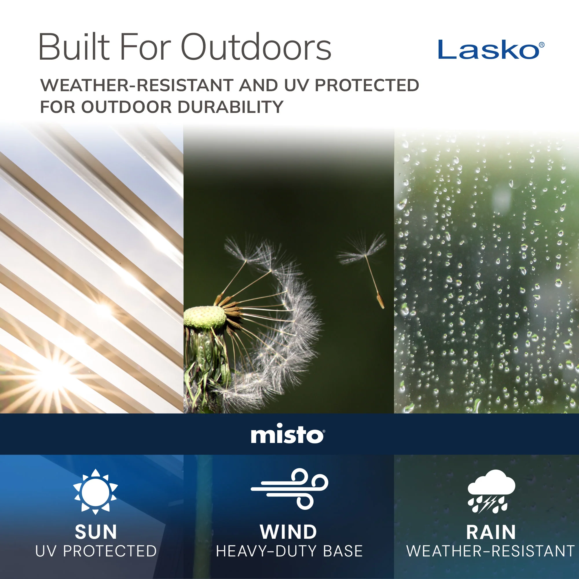 Lasko Misto 42" Outdoor Misting Tower Fan: Oscillating, 4-Speed, White - Image 3