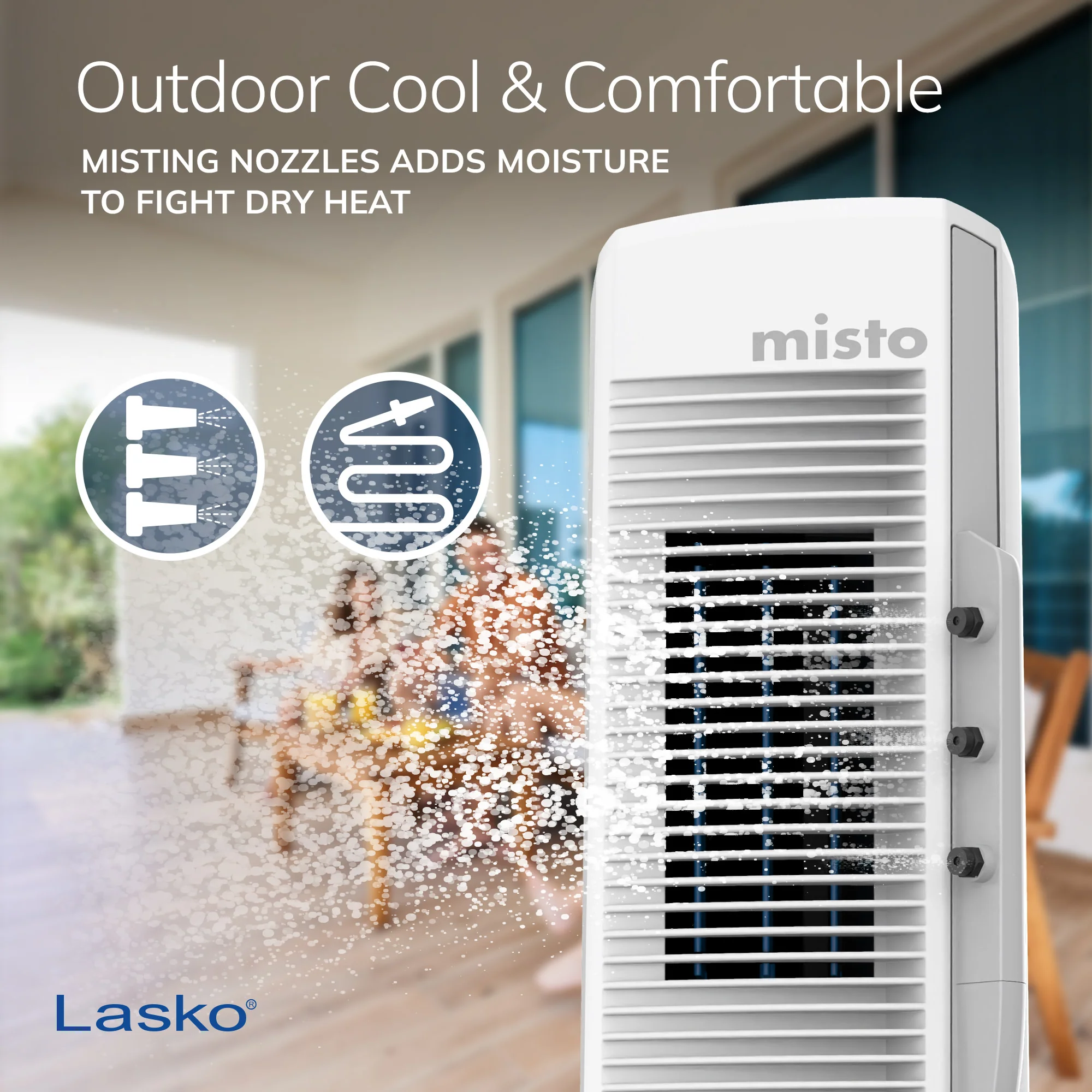 Lasko Misto 42" Outdoor Misting Tower Fan: Oscillating, 4-Speed, White - Image 5
