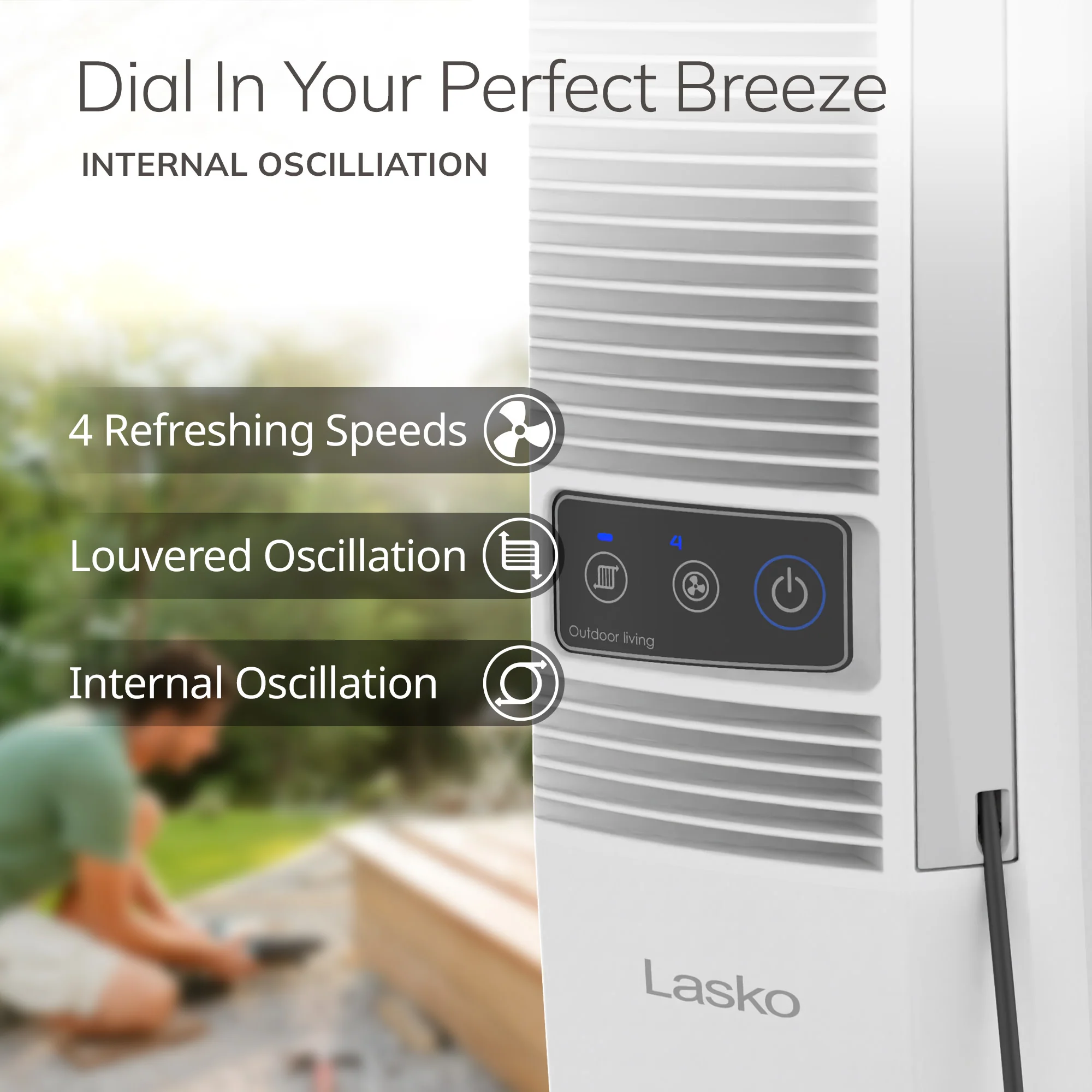 Lasko Misto 42" Outdoor Misting Tower Fan: Oscillating, 4-Speed, White - Image 6
