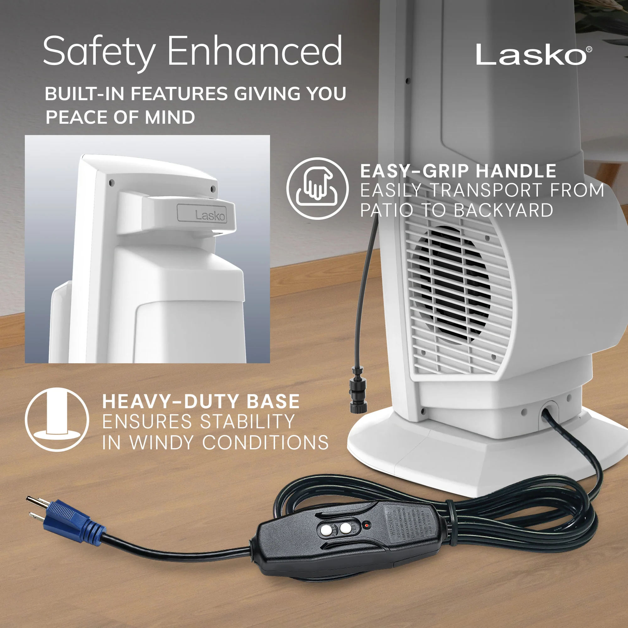 Lasko Misto 42" Outdoor Misting Tower Fan: Oscillating, 4-Speed, White - Image 7